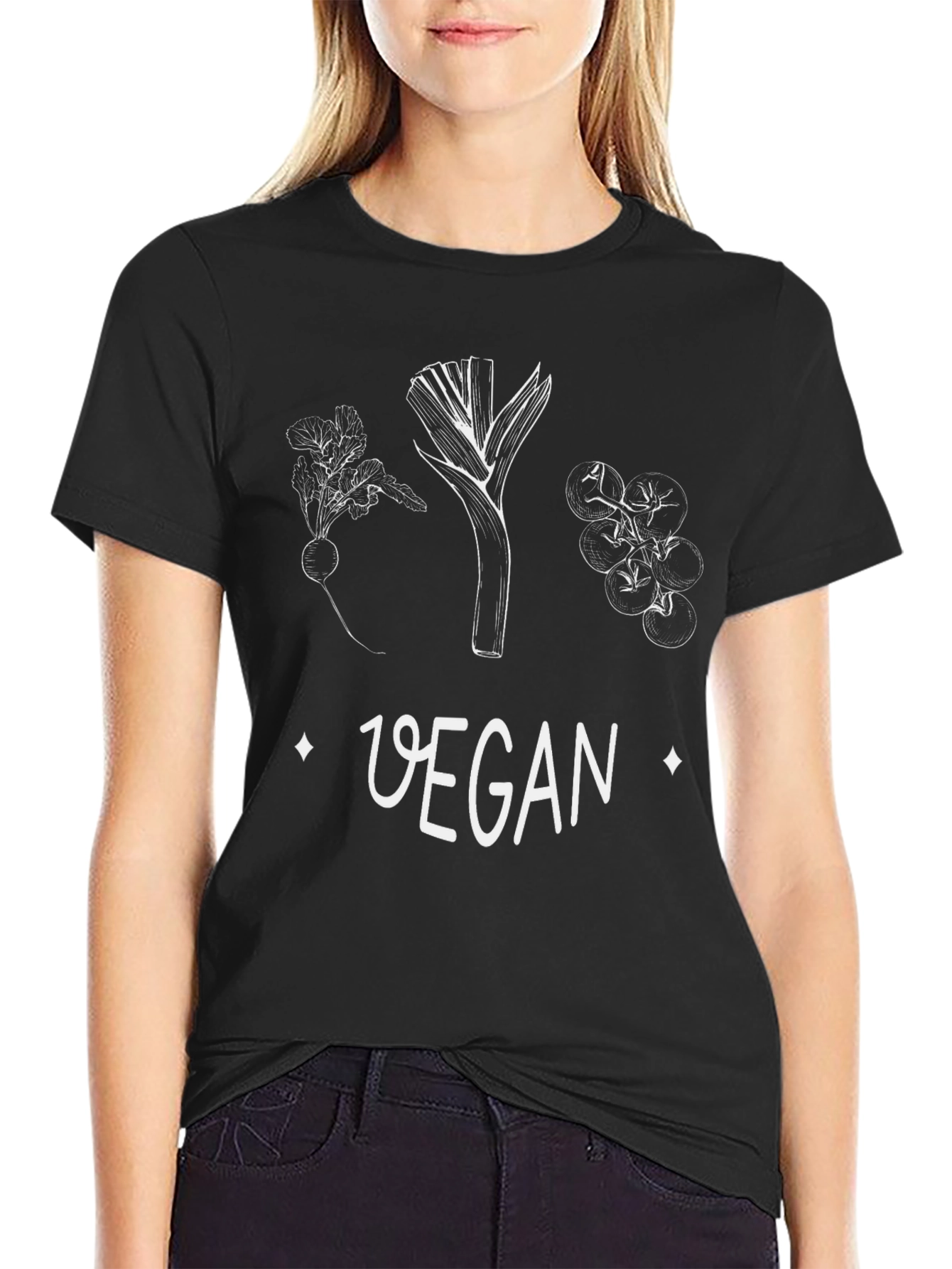 Vegan Graphic Tee - Black Cotton
