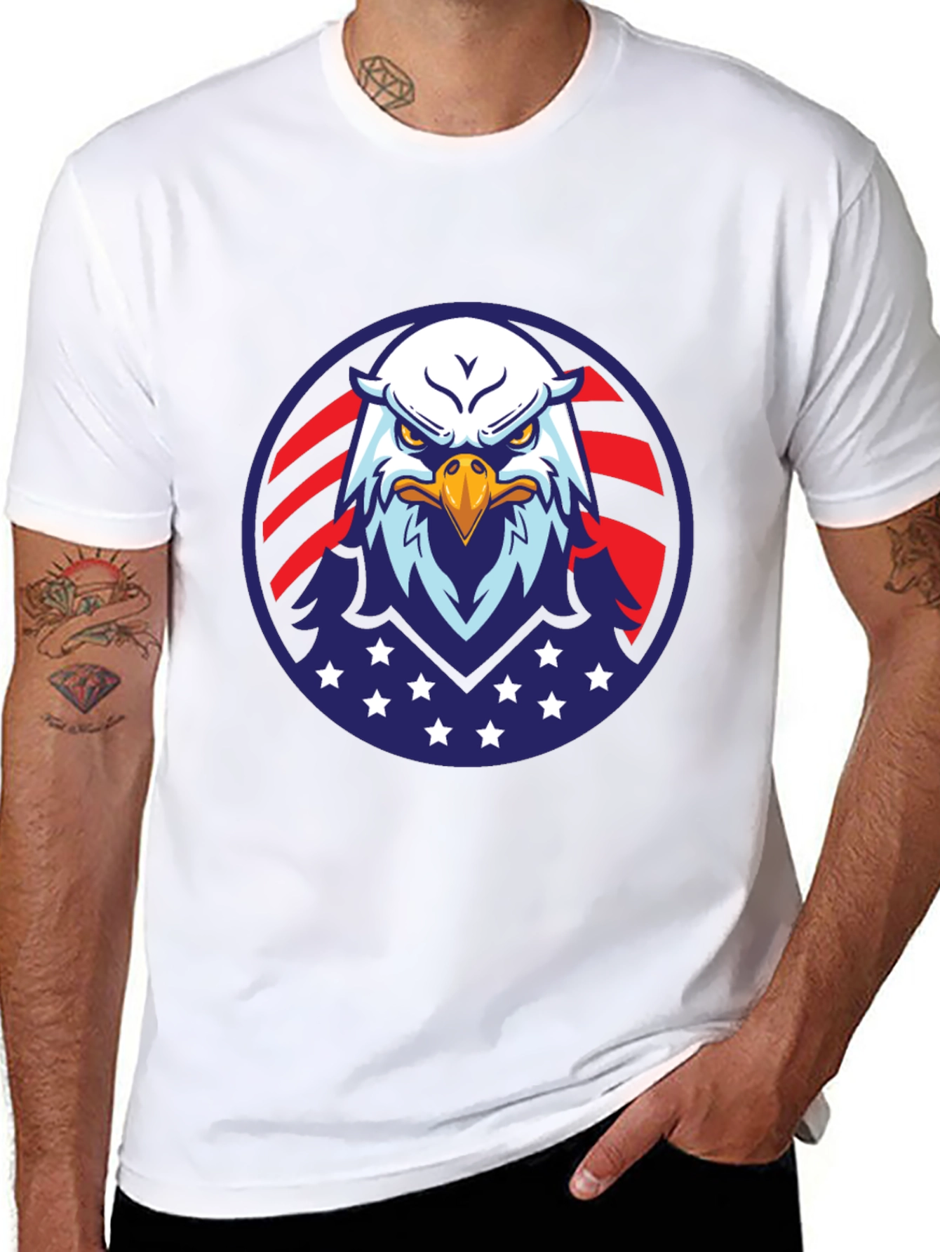 American Eagle Graphic Black T-Shirt Patriotic USA Pride