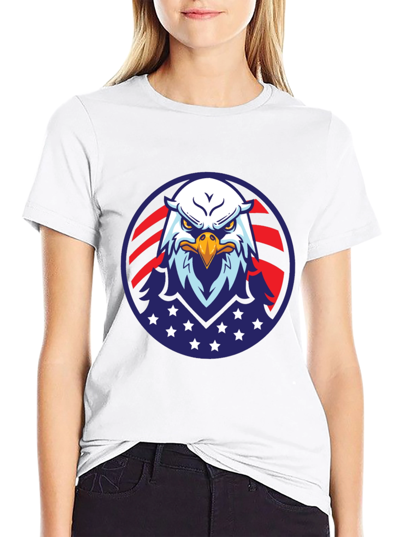 American Eagle Graphic Black T-Shirt Patriotic USA Pride