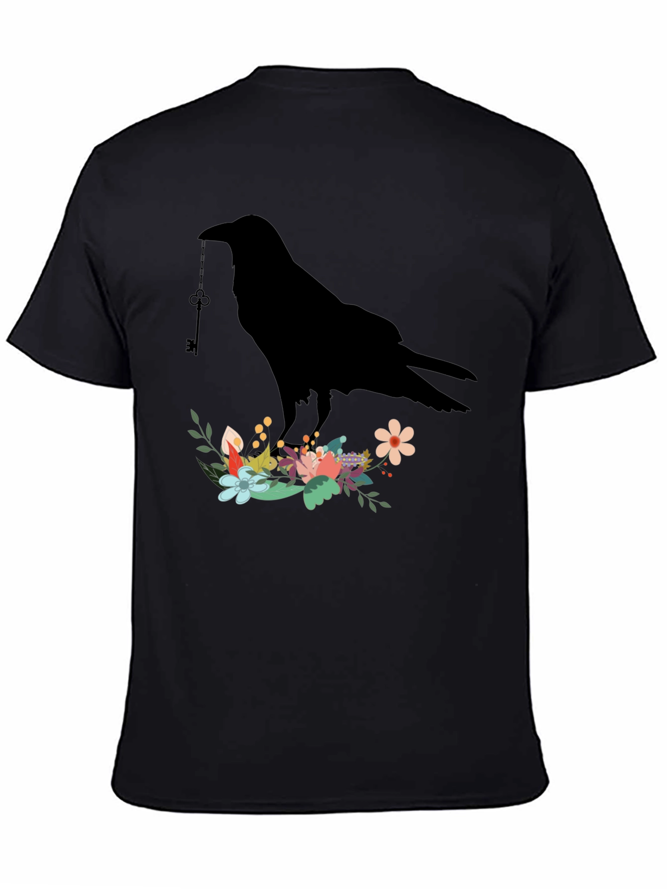 Raven Key Floral Graphic T-Shirt