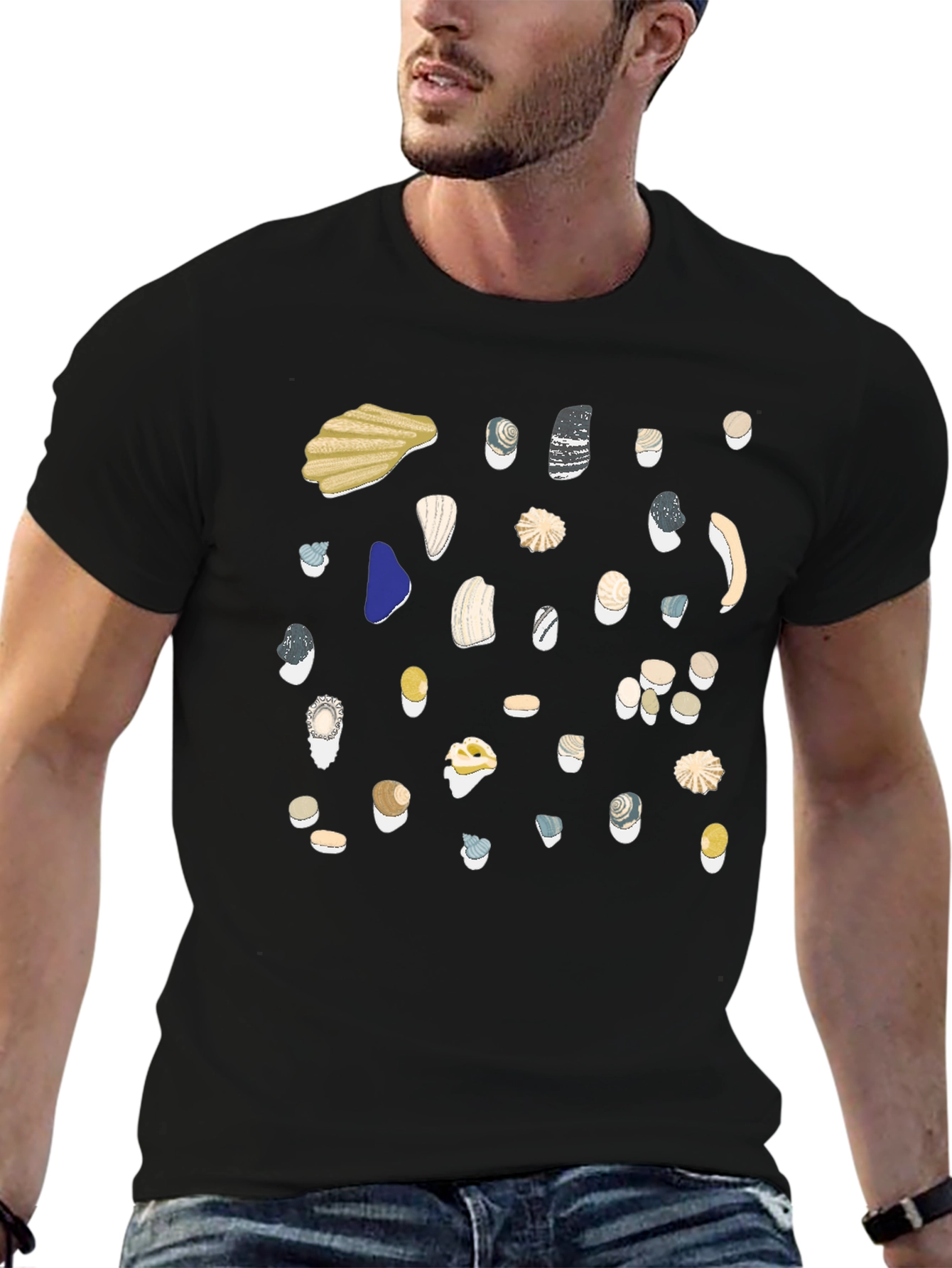 Seashell Graphic Black T-Shirt