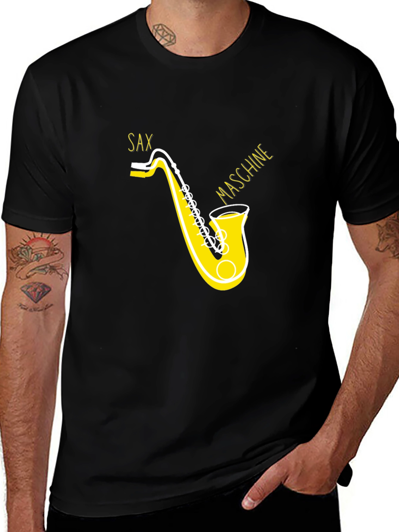Sax Maschine Black Graphic Tee
