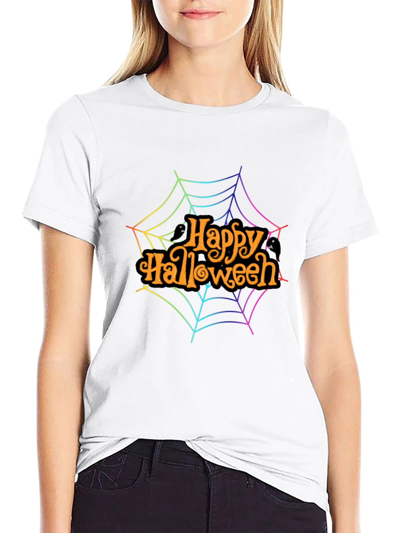 Happy Halloween Rainbow Web T-Shirt
