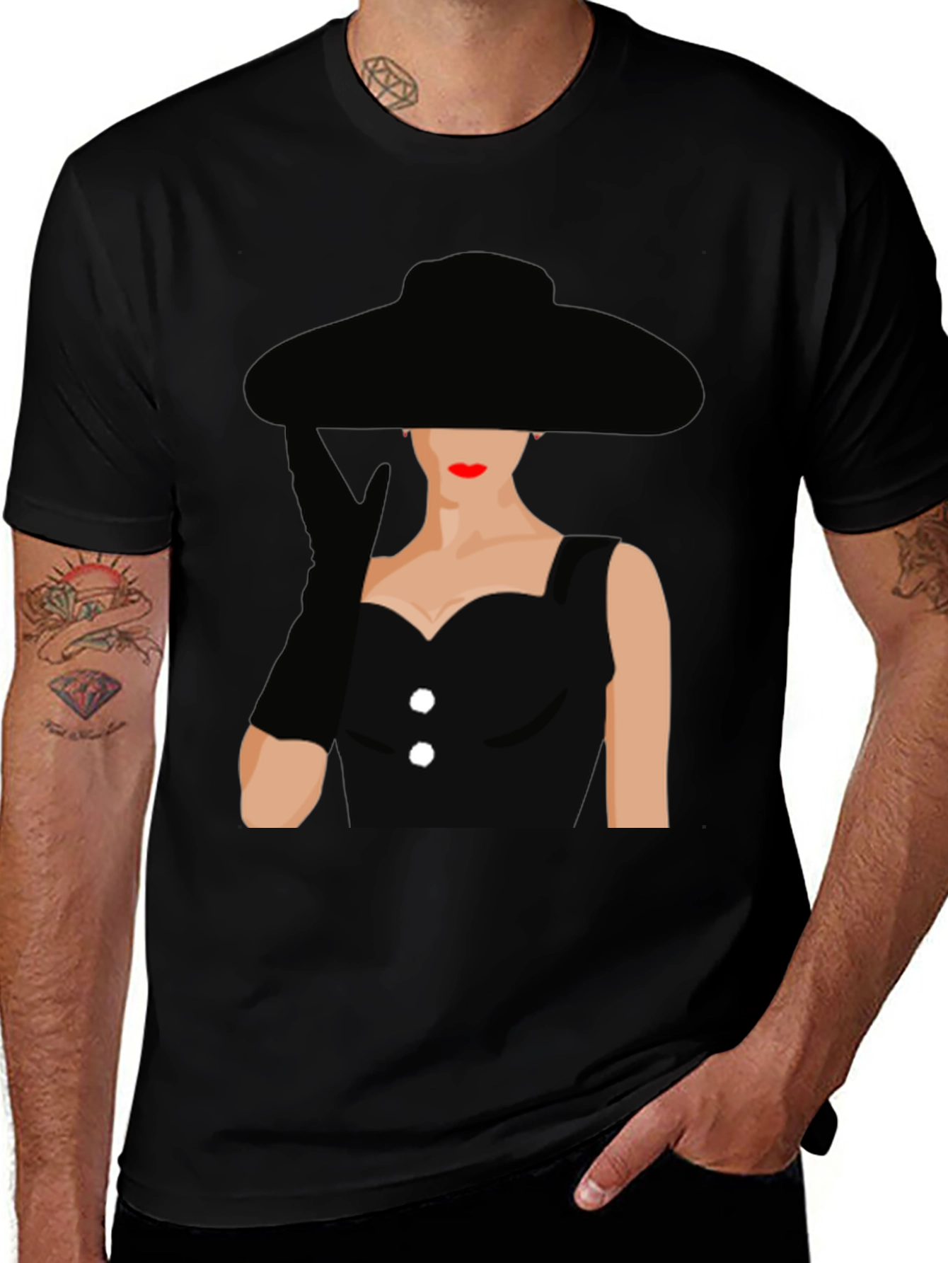 Audrey Hepburn Style Black T-Shirt