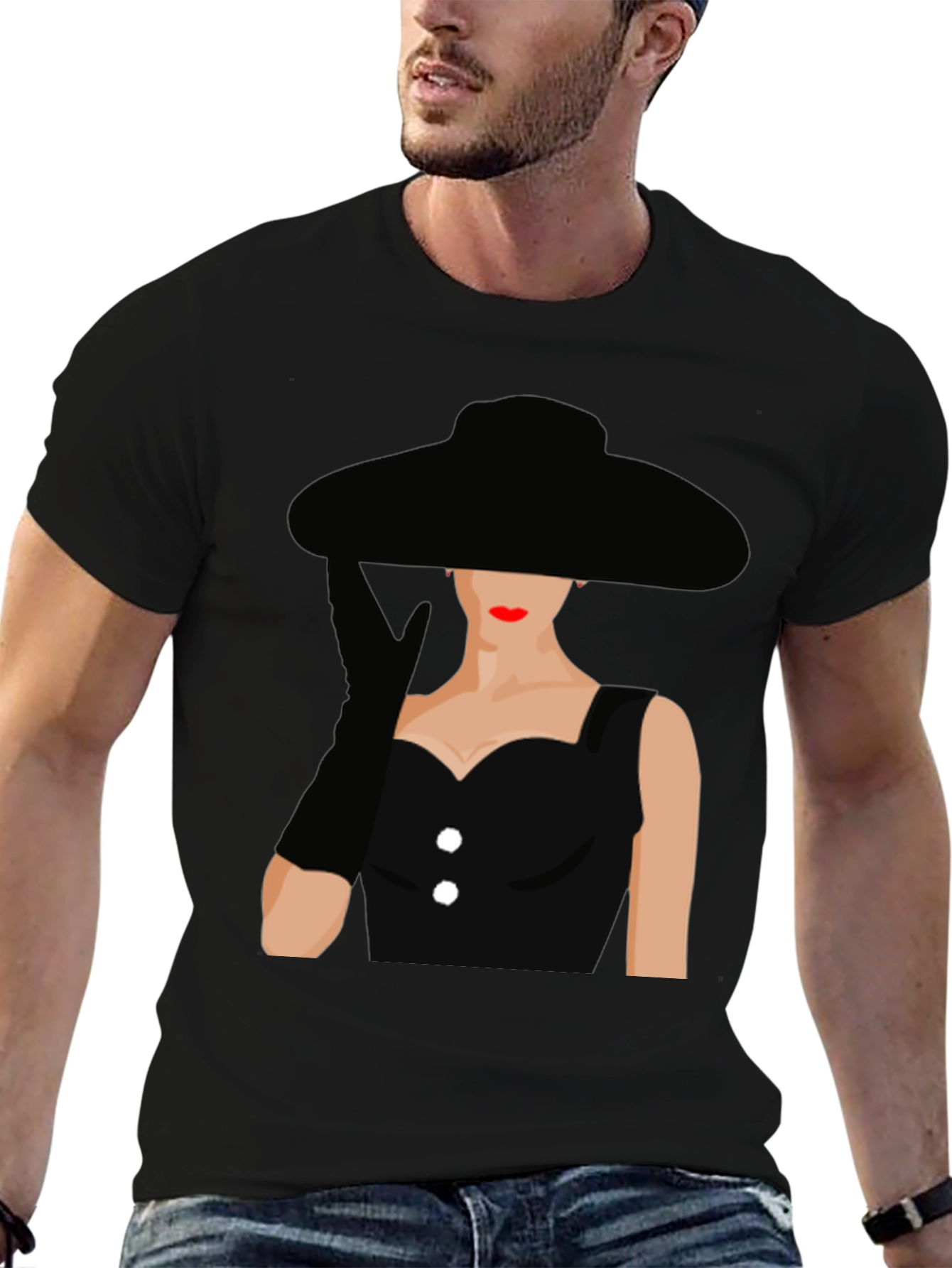 Audrey Hepburn Style Black T-Shirt