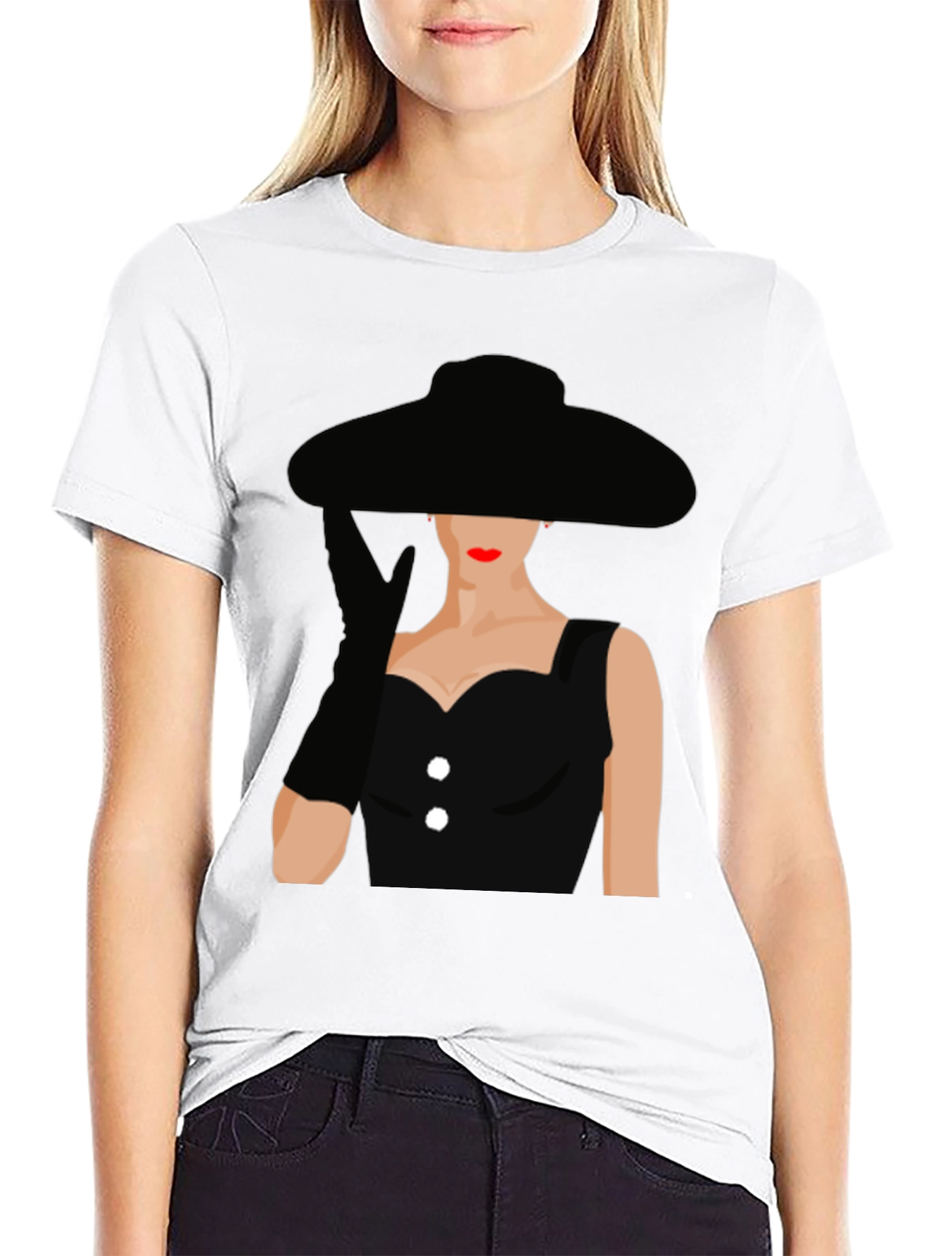 Audrey Hepburn Style Black T-Shirt