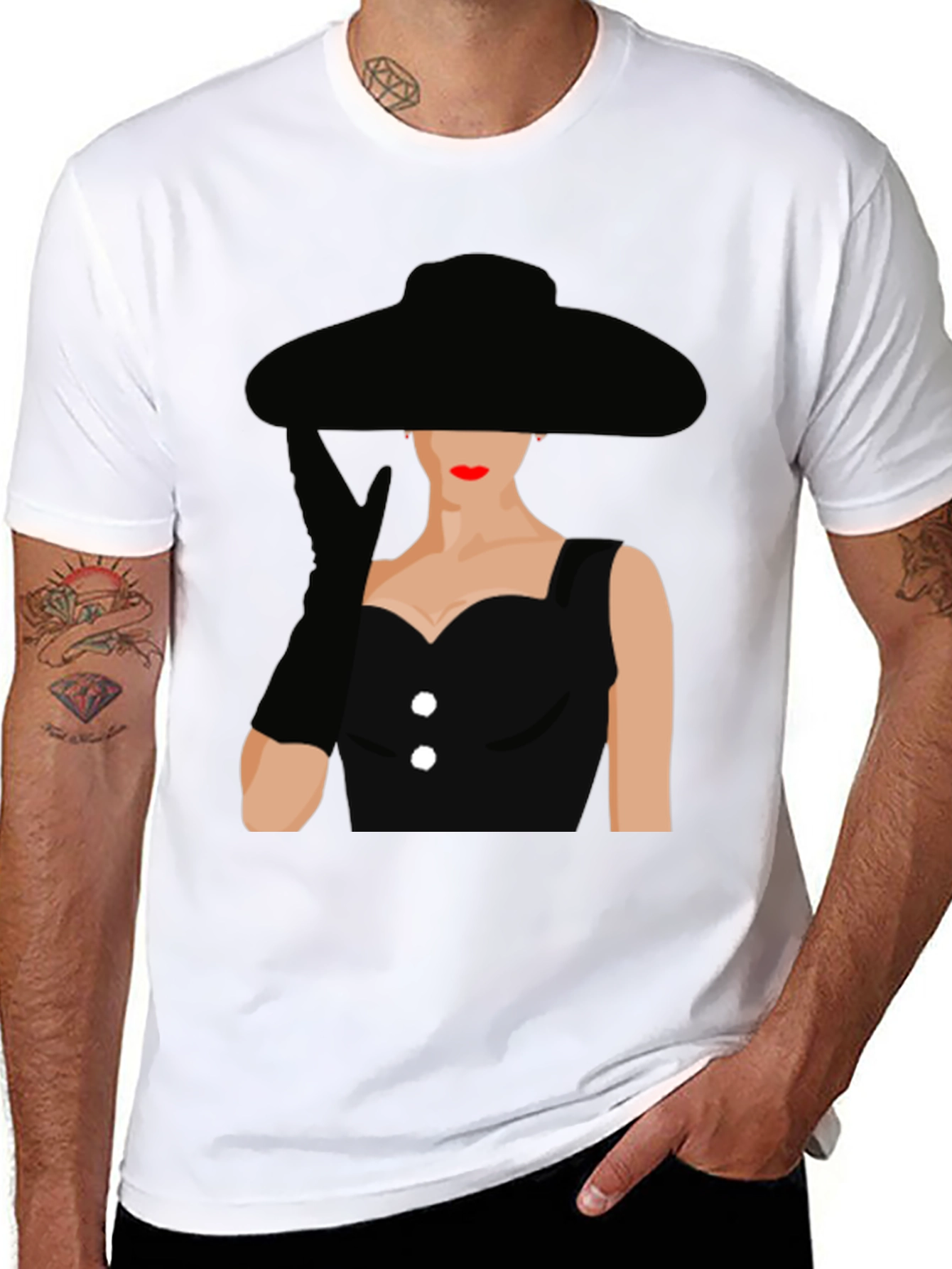 Audrey Hepburn Style Black T-Shirt