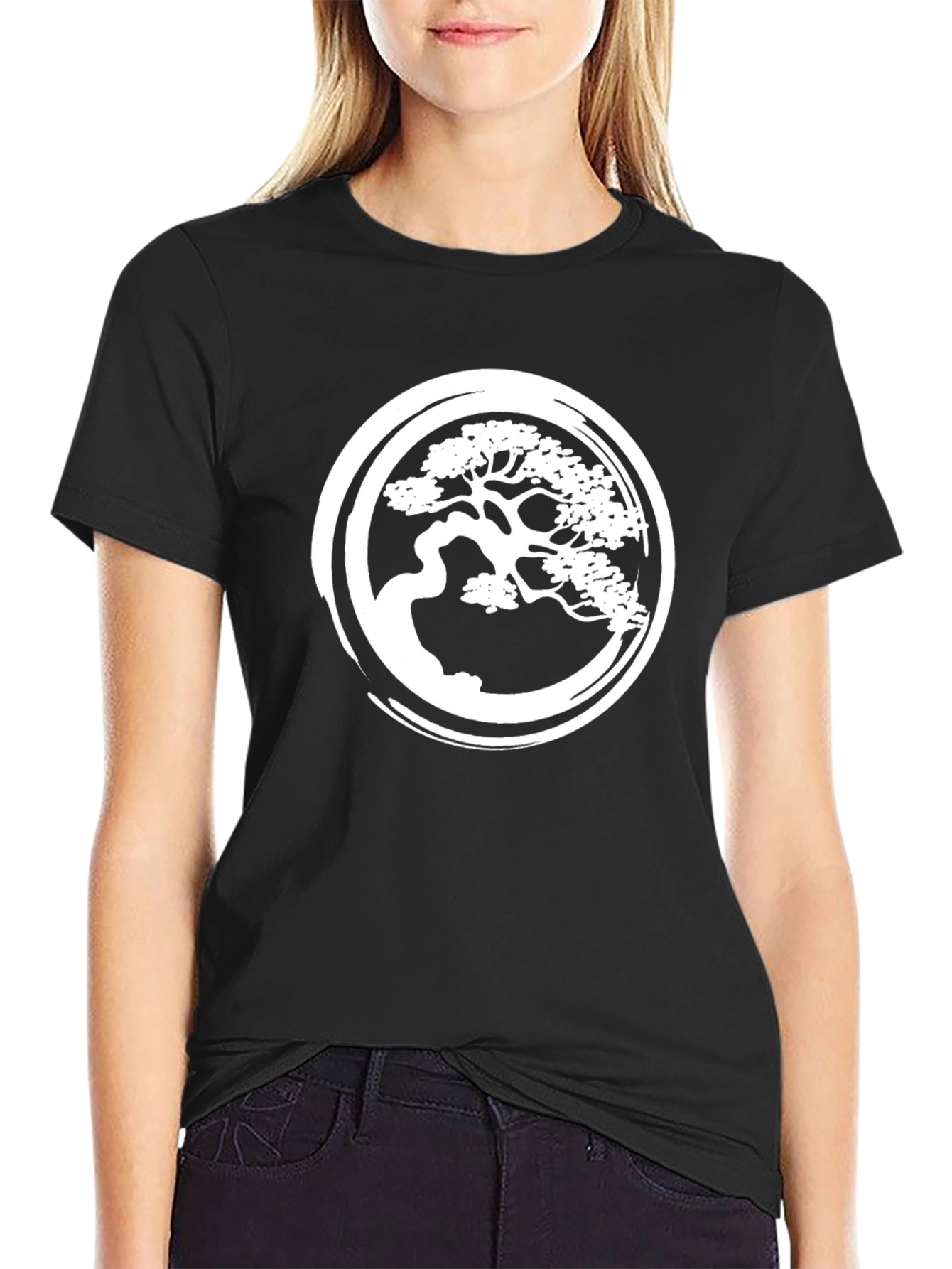 Bonsai Tree Graphic Tee - Stylish Black Cotton Shirt