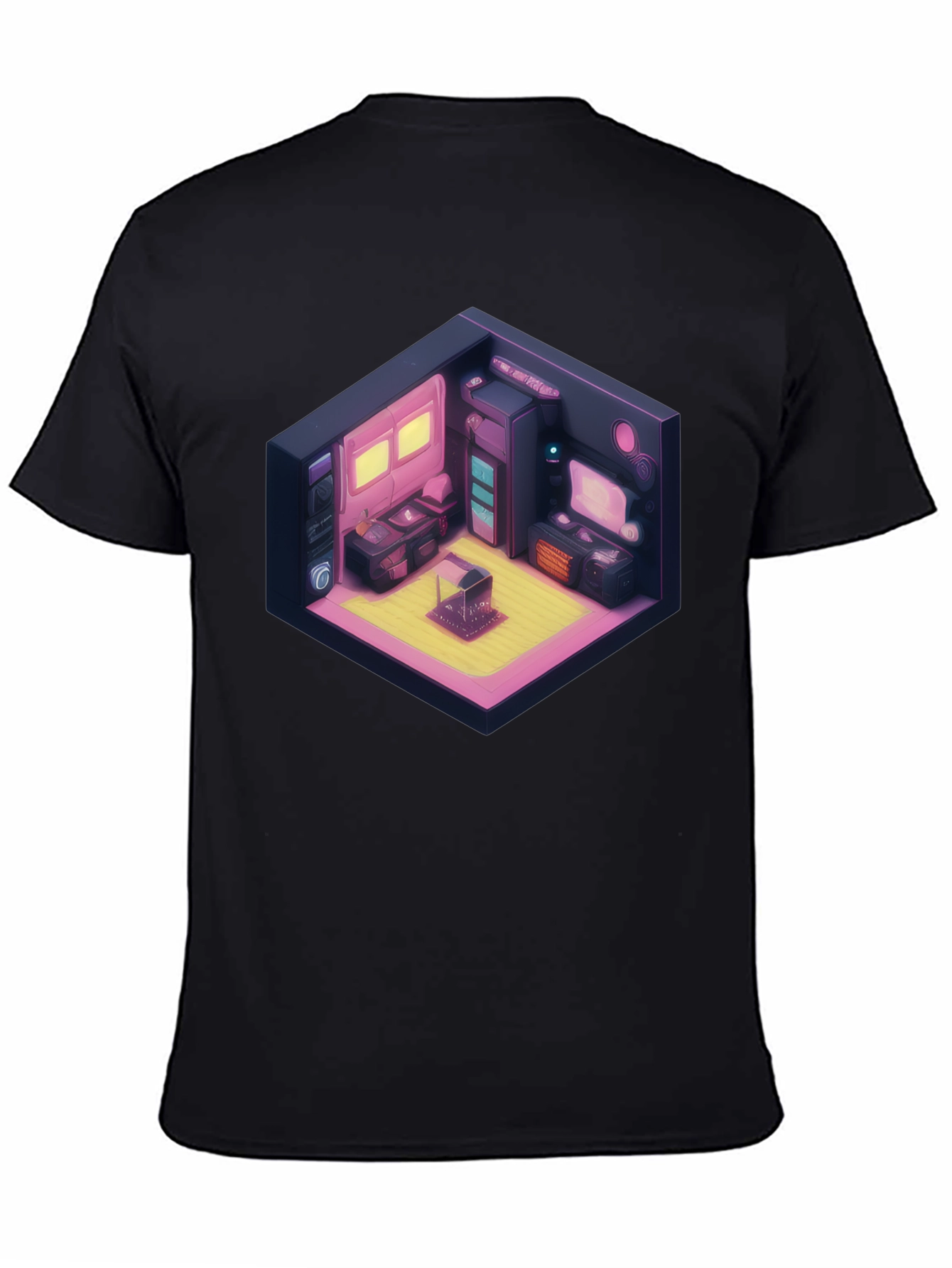 Retro Isometric Room Black T-Shirt