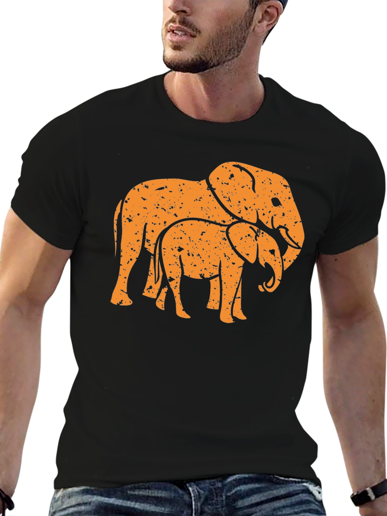 Elephant Family Black Graphic Tee