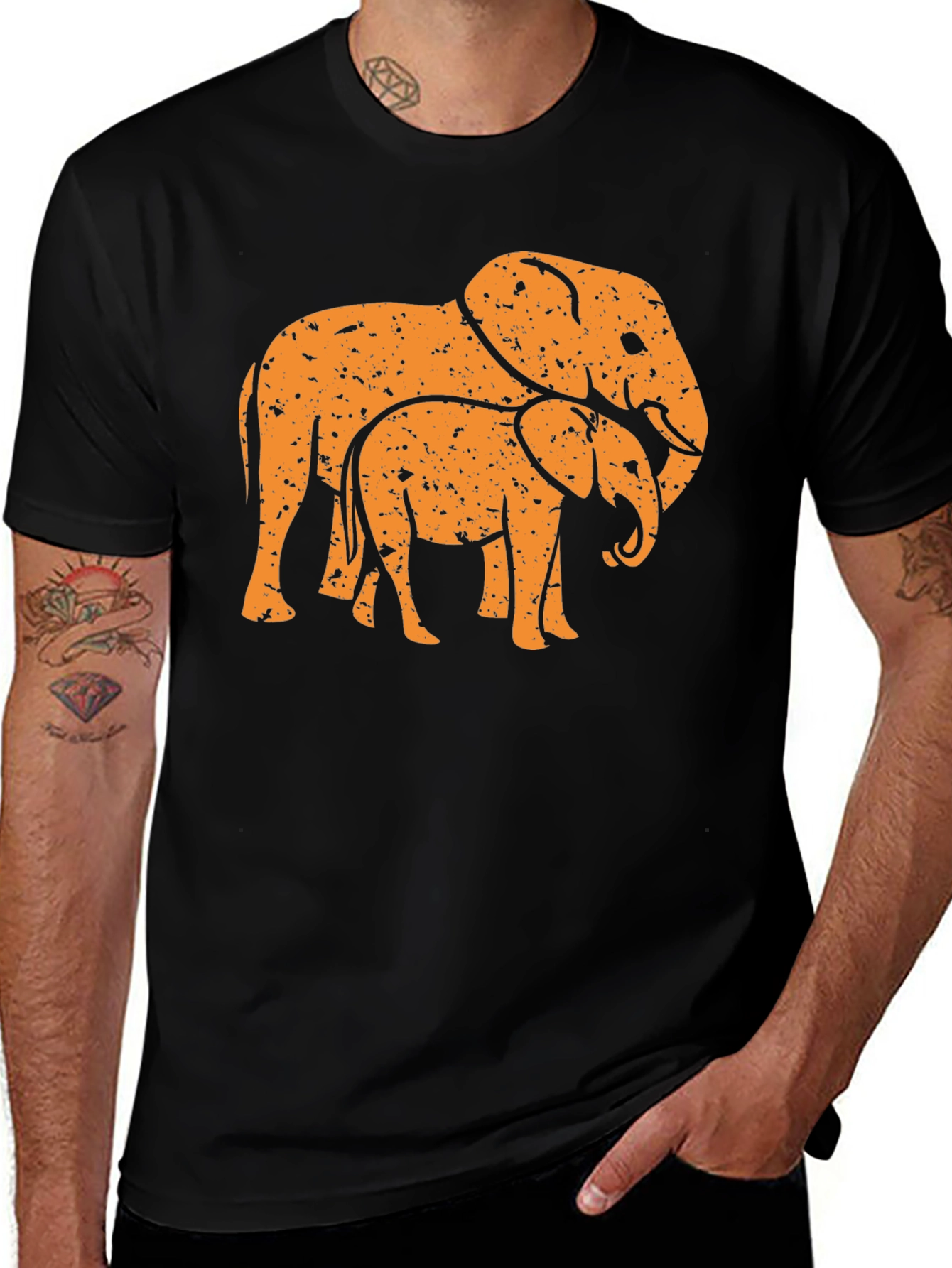 Elephant Family Black Graphic Tee