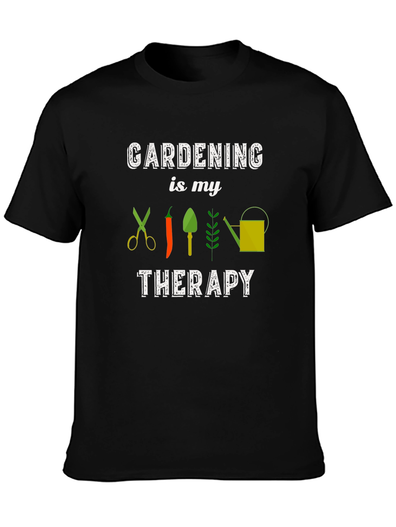 Gardening Therapy T-Shirt - Unisex Black Cotton Tee