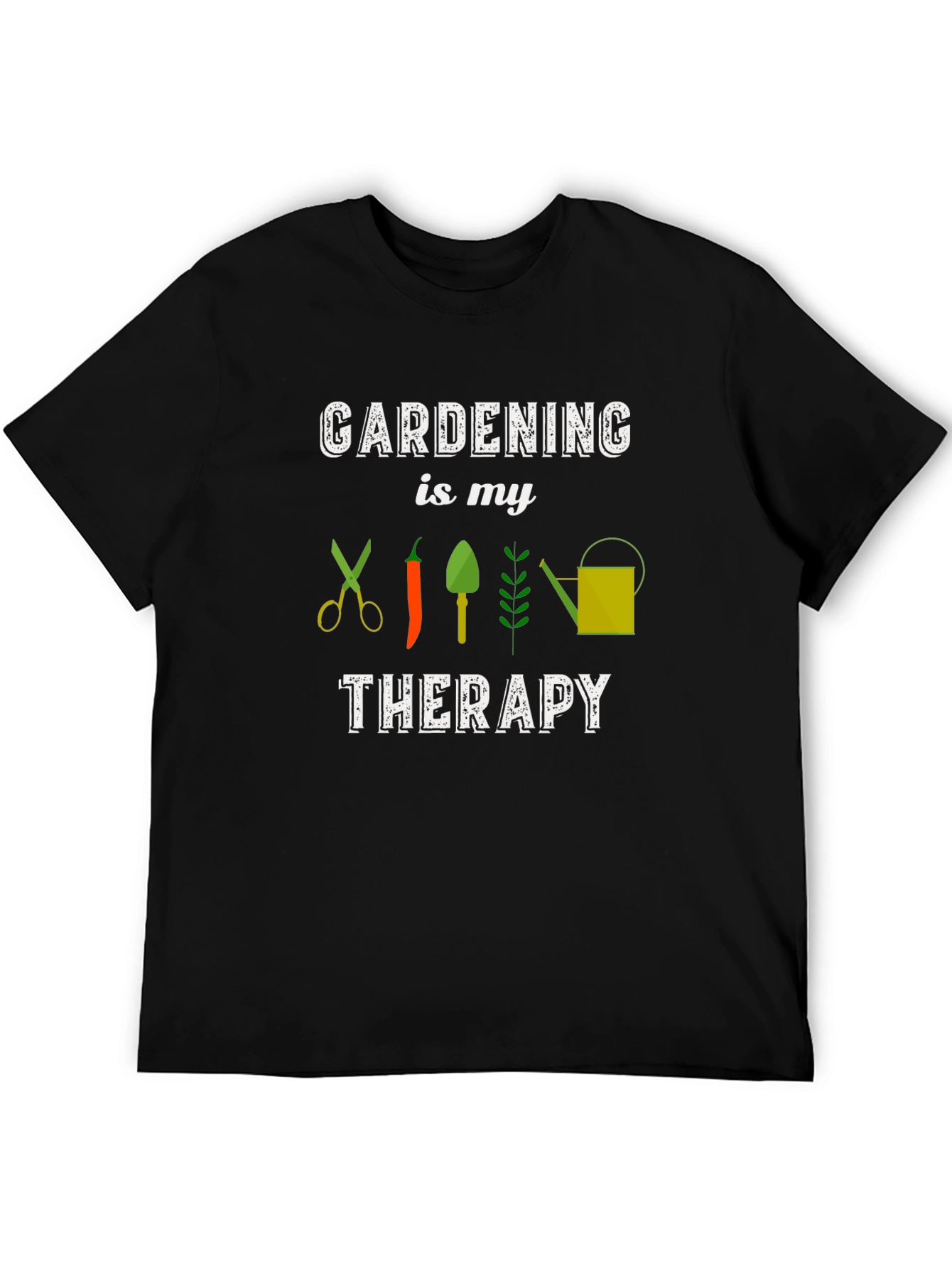 Gardening Therapy T-Shirt - Unisex Black Cotton Tee