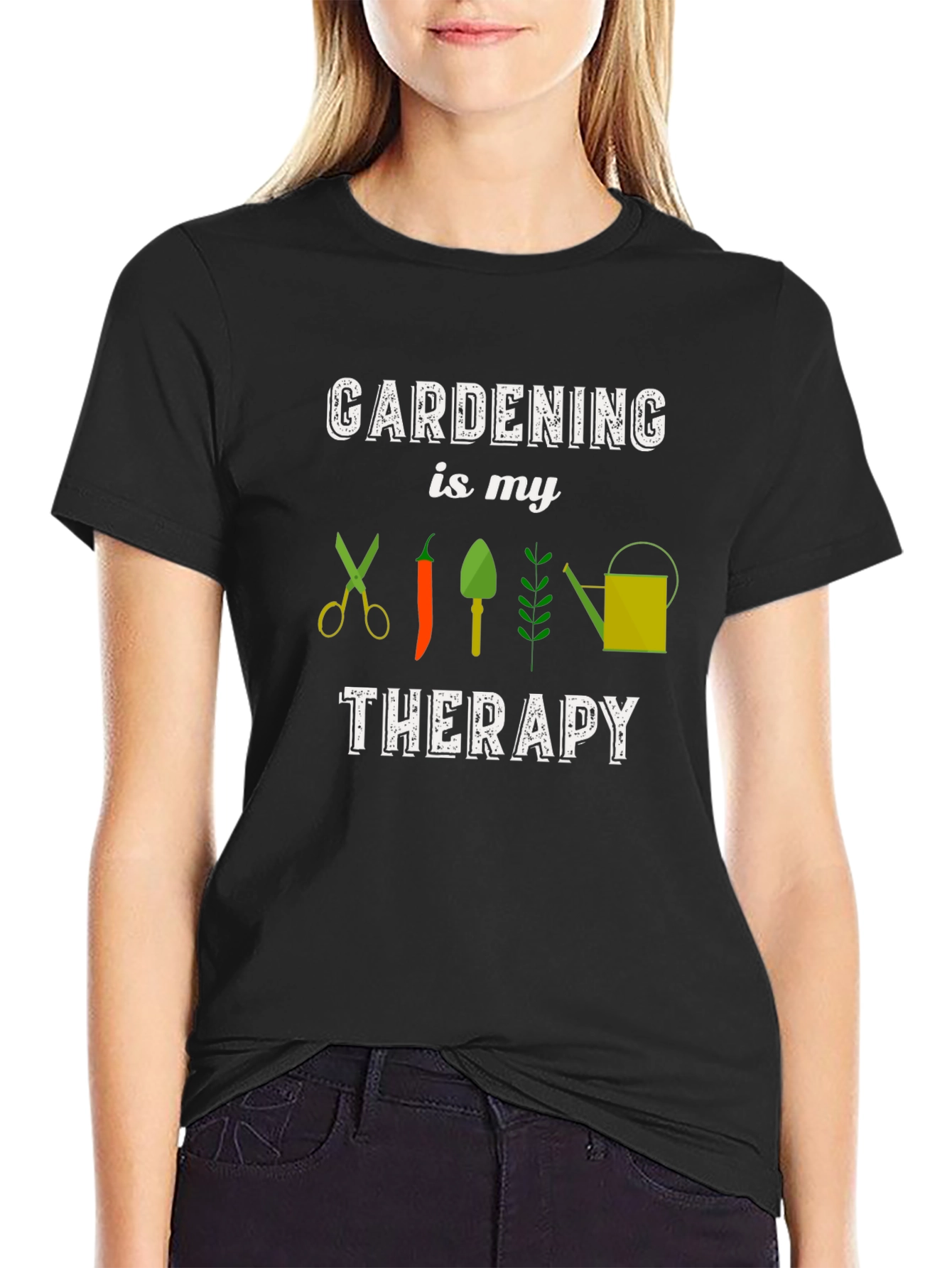 Gardening Therapy T-Shirt - Unisex Black Cotton Tee