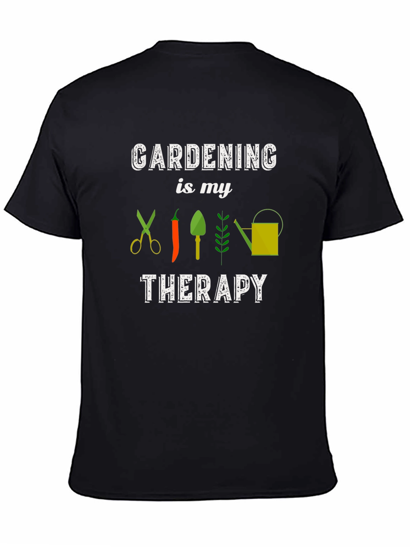 Gardening Therapy T-Shirt - Unisex Black Cotton Tee