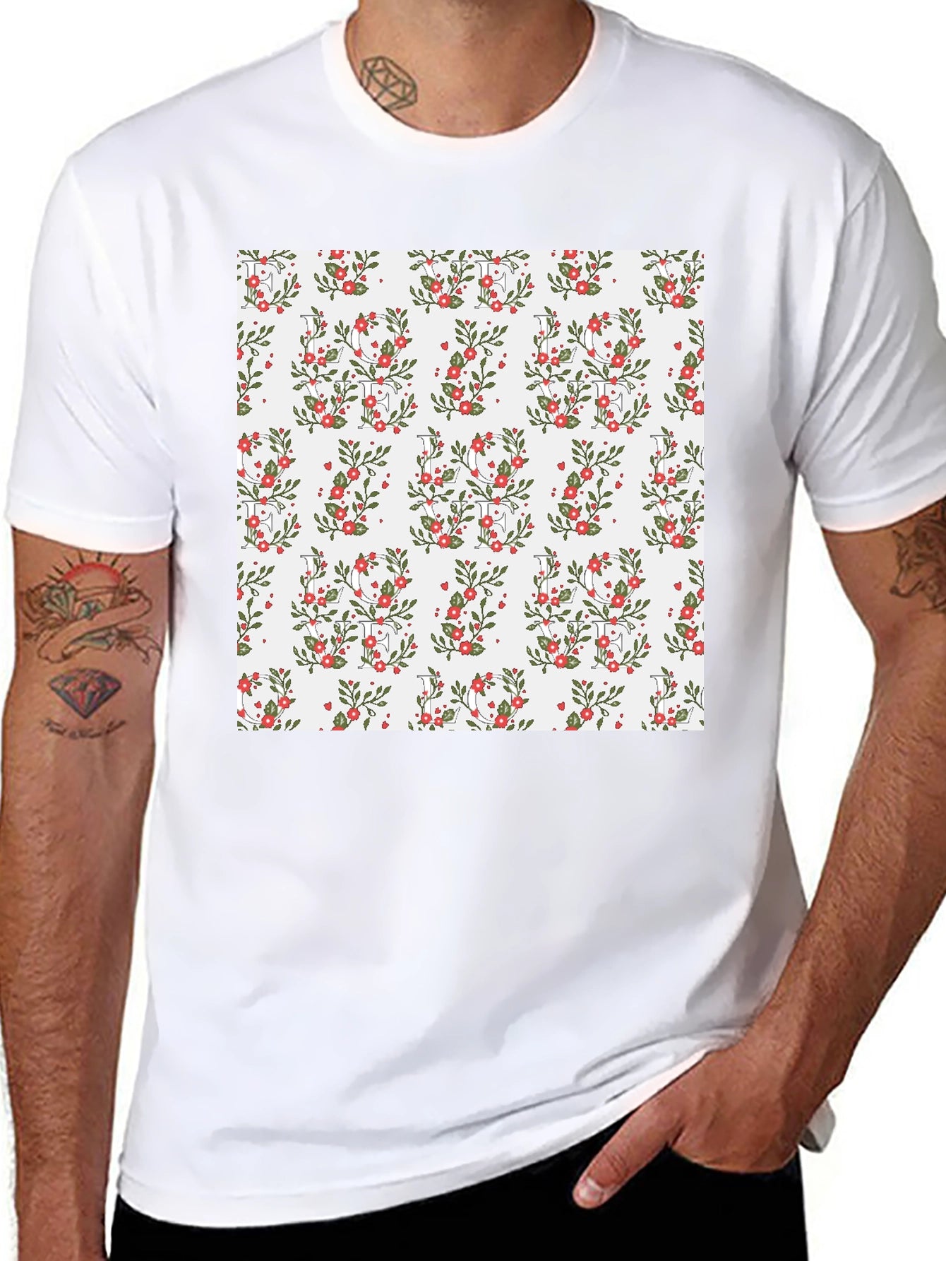 Floral Pattern T-Shirt: Stylish Mens Graphic Tee