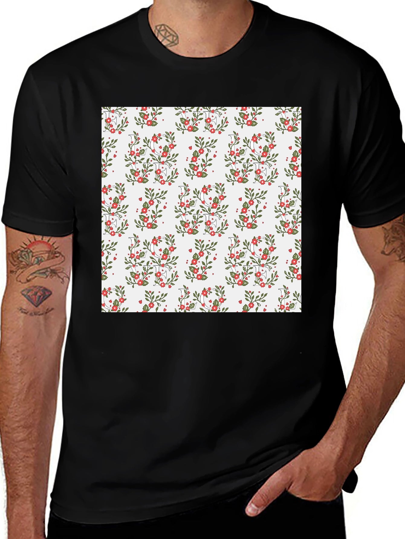Floral Pattern T-Shirt: Stylish Mens Graphic Tee
