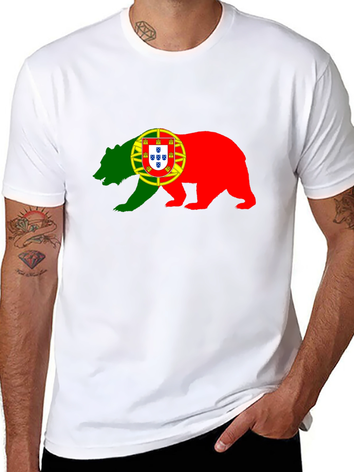 Portugal Flag Bear Graphic T-Shirt