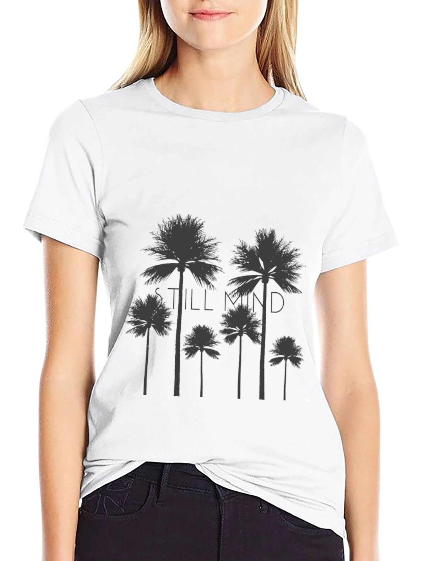 Still Mind Palm Tree Graphic T-Shirt - Black