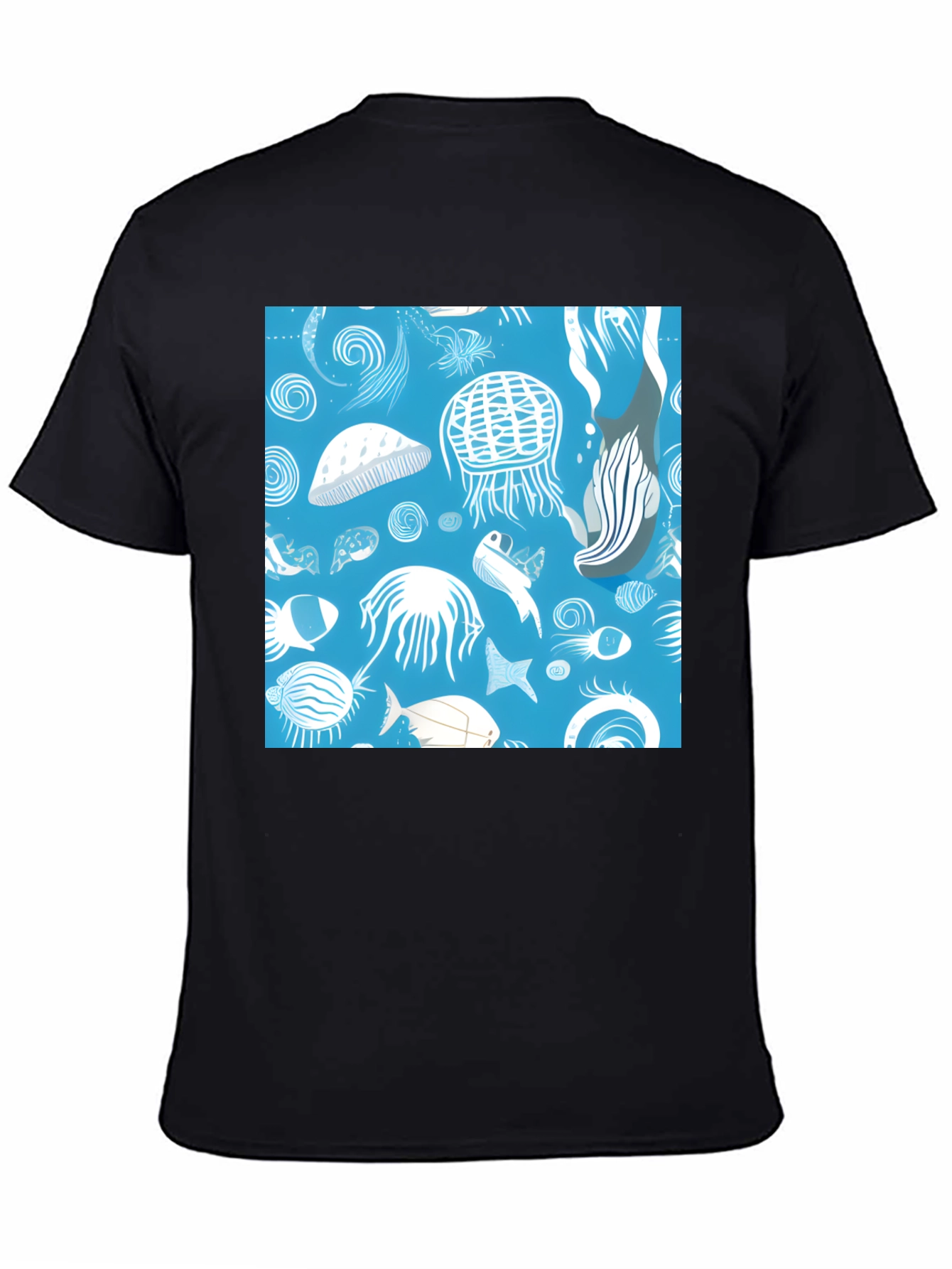 Ocean Life Graphic Tee - Black Cotton