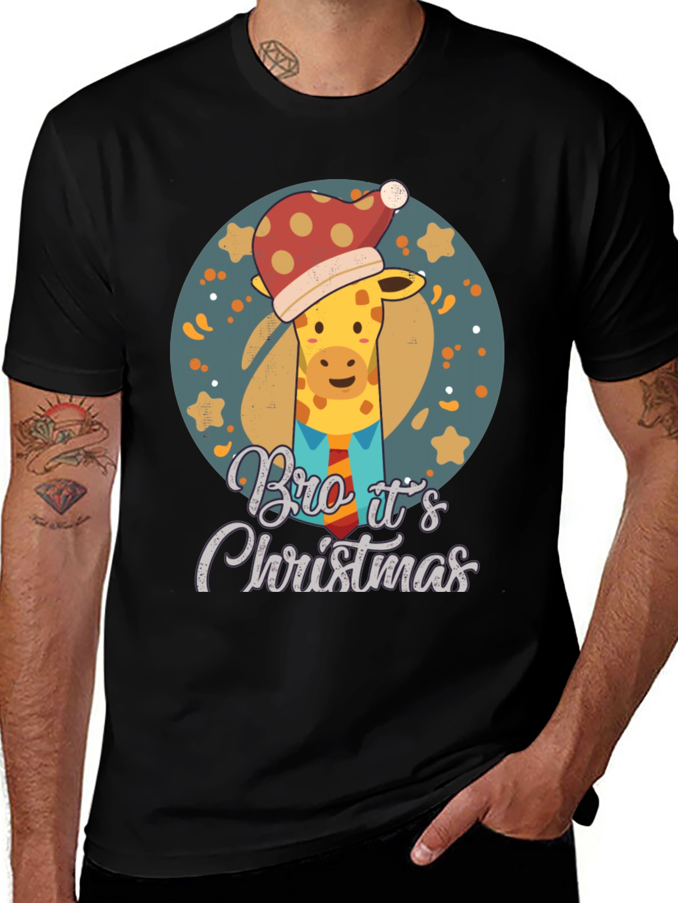 Christmas Giraffe T-Shirt - Bro Its Christmas