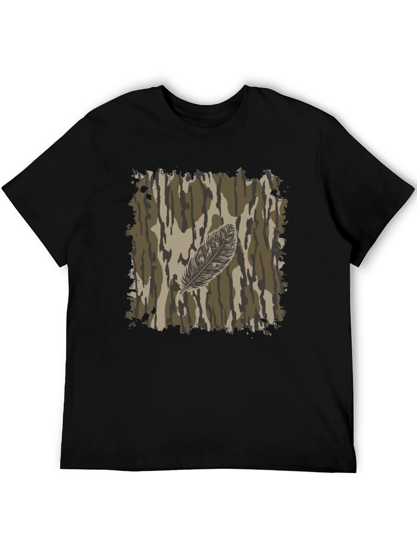 Camo Feather Graphic Tee - Mens Black T-Shirt