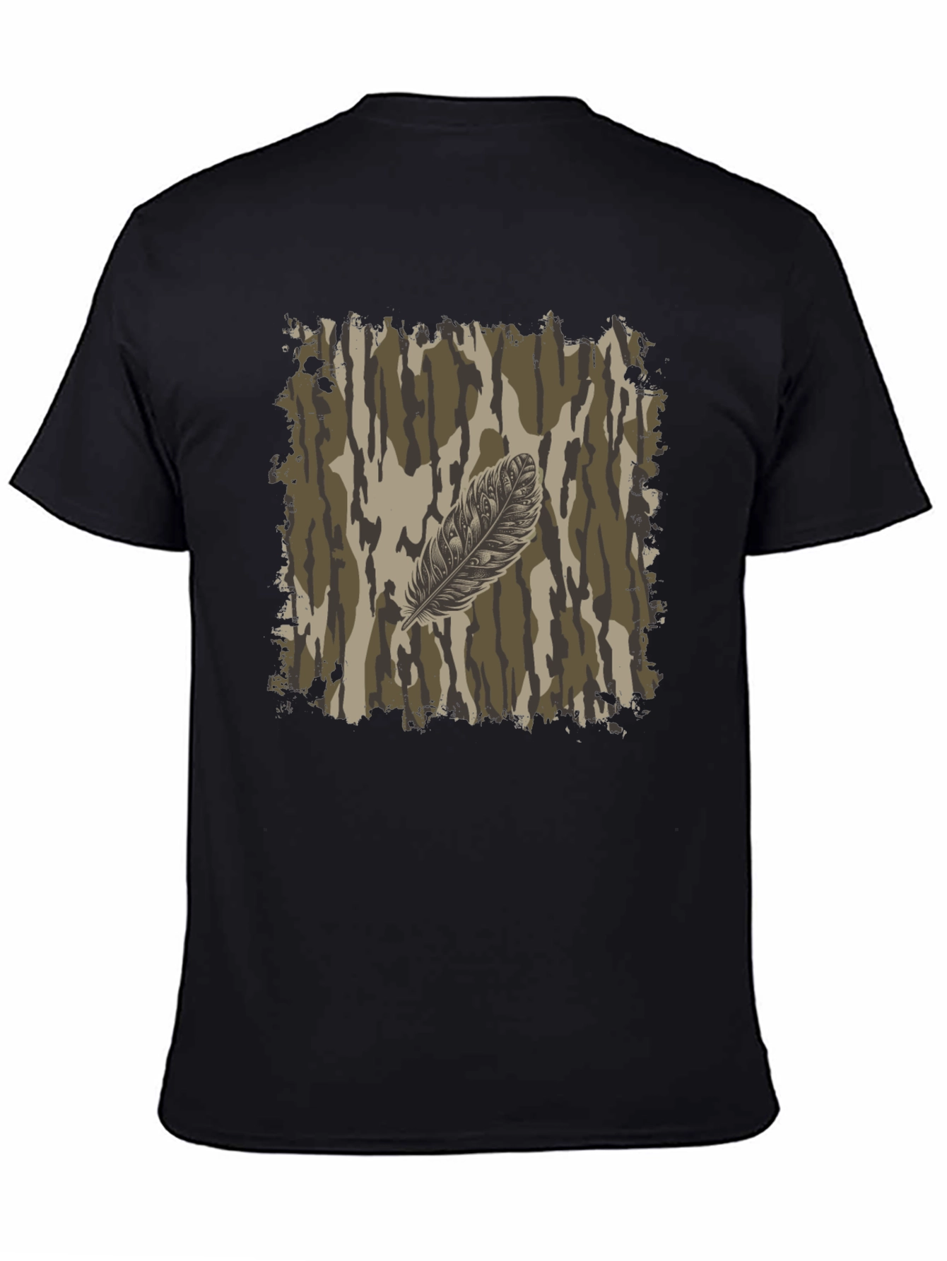 Camo Feather Graphic Tee - Mens Black T-Shirt