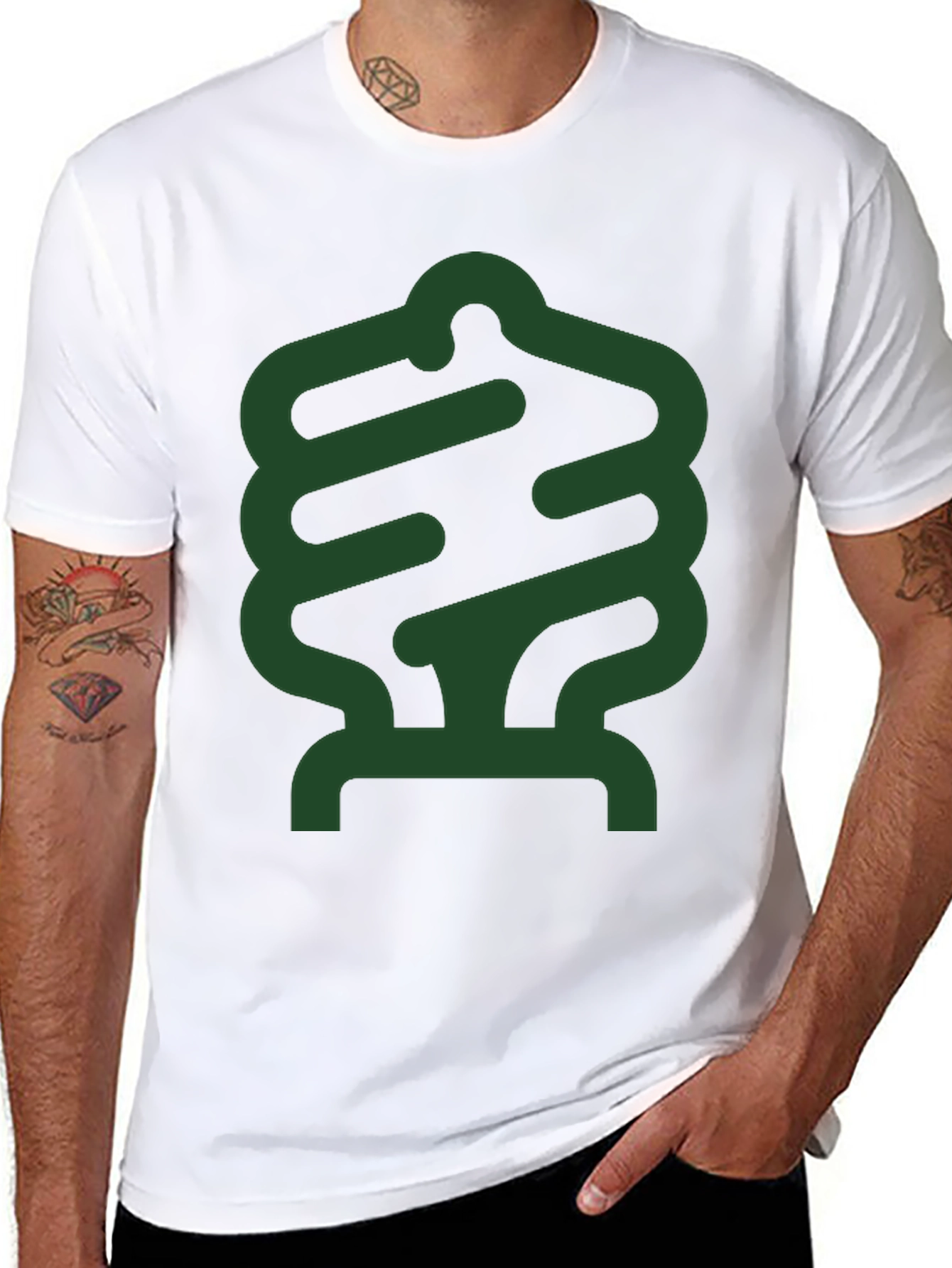 Abstract Green Design Black T-Shirt