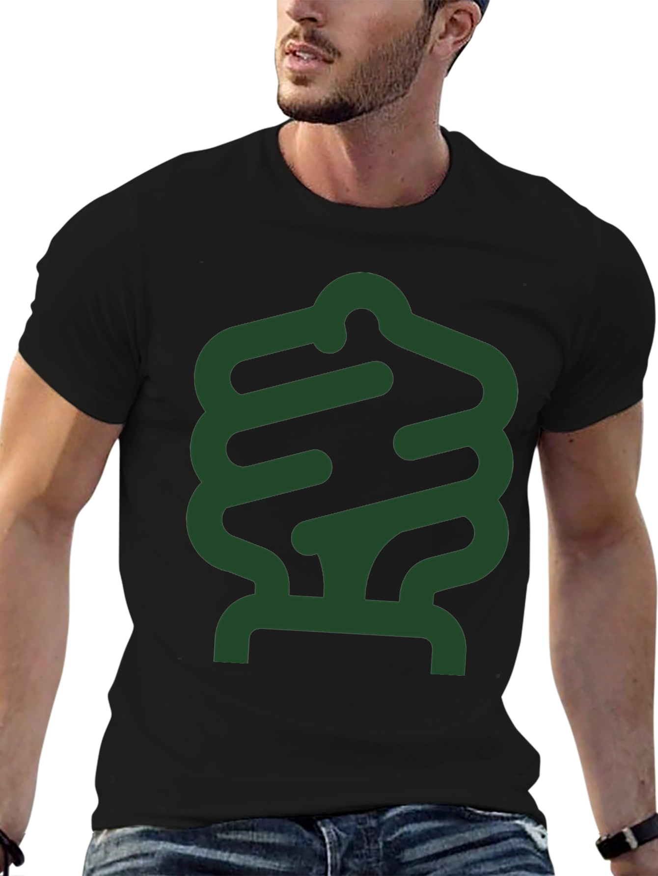 Abstract Green Design Black T-Shirt