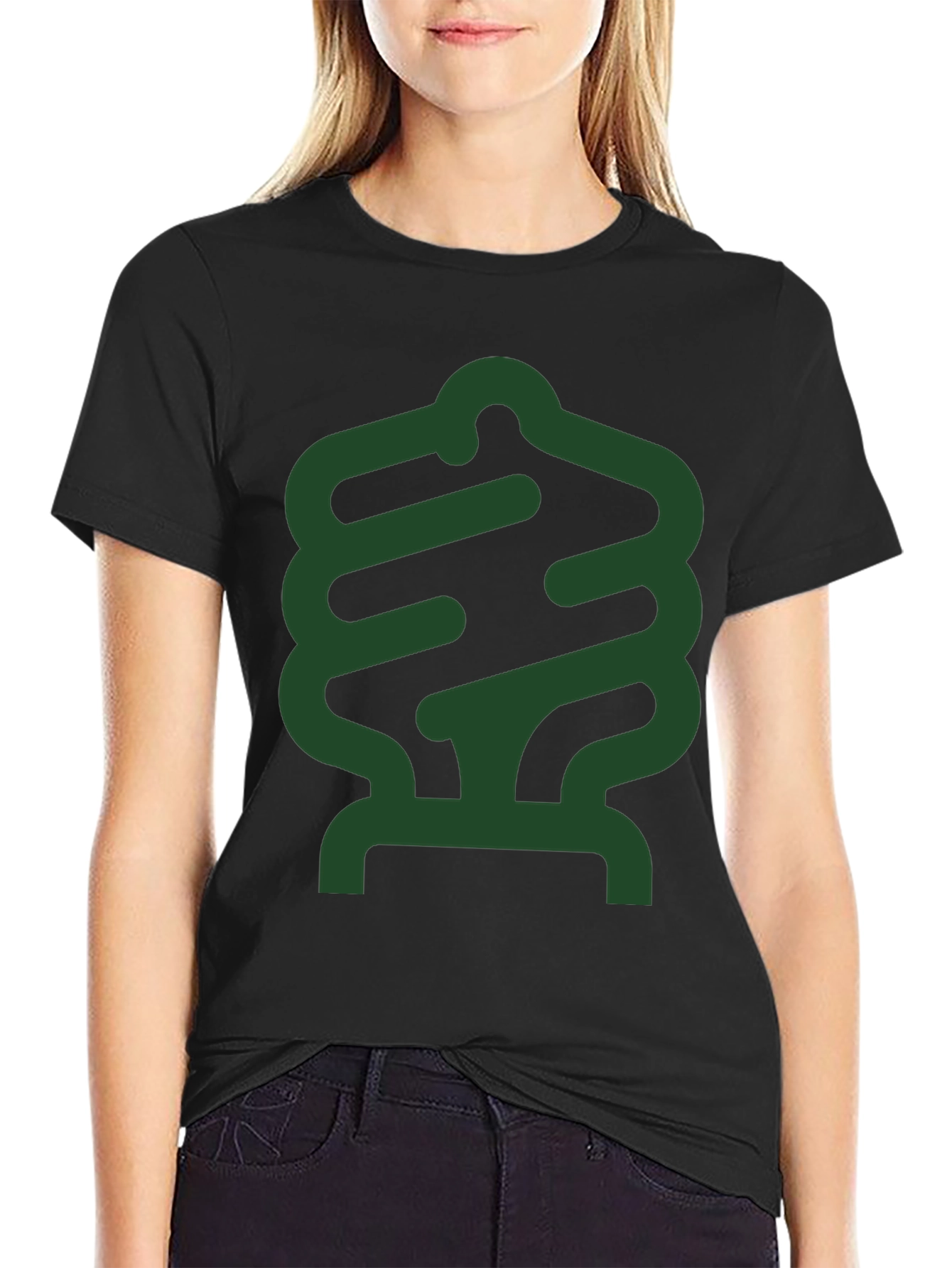 Abstract Green Design Black T-Shirt