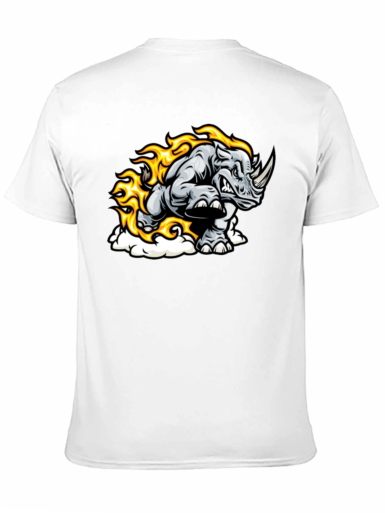 Fiery Rhino Graphic T-Shirt - Black Cotton Tee