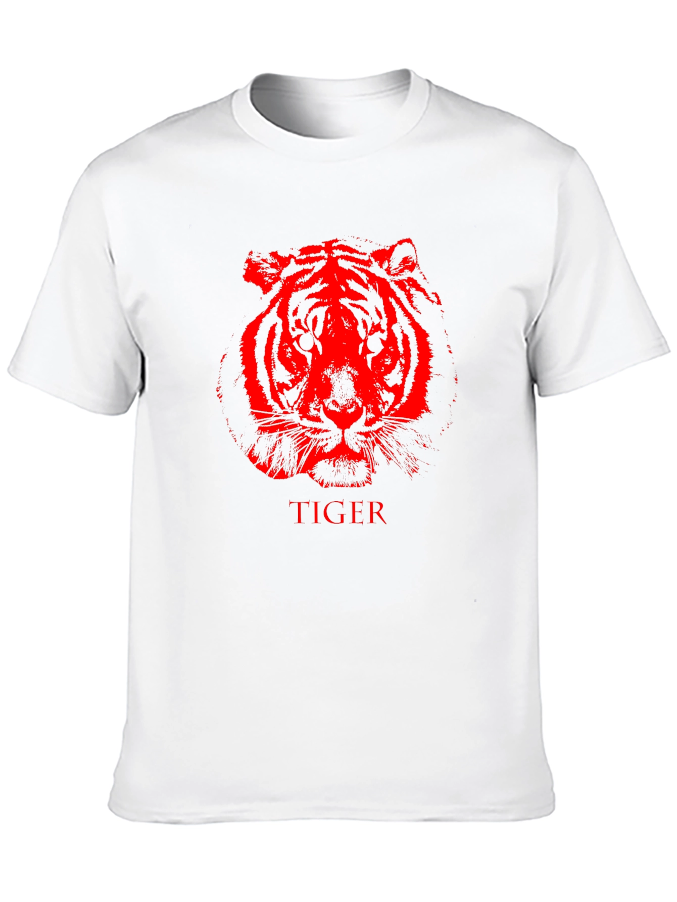 Red Tiger Graphic Black T-Shirt Animal Print
