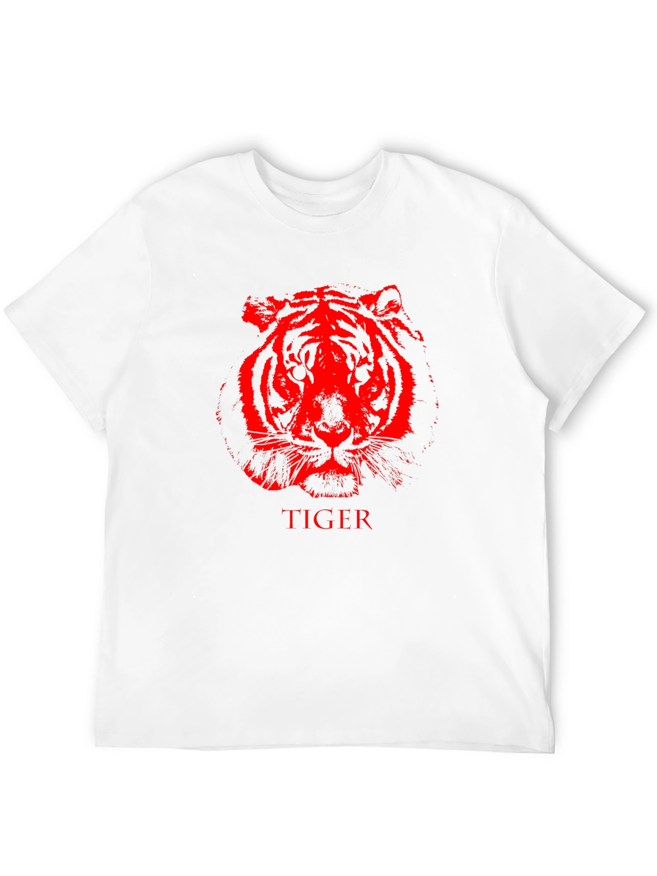 Red Tiger Graphic Black T-Shirt Animal Print