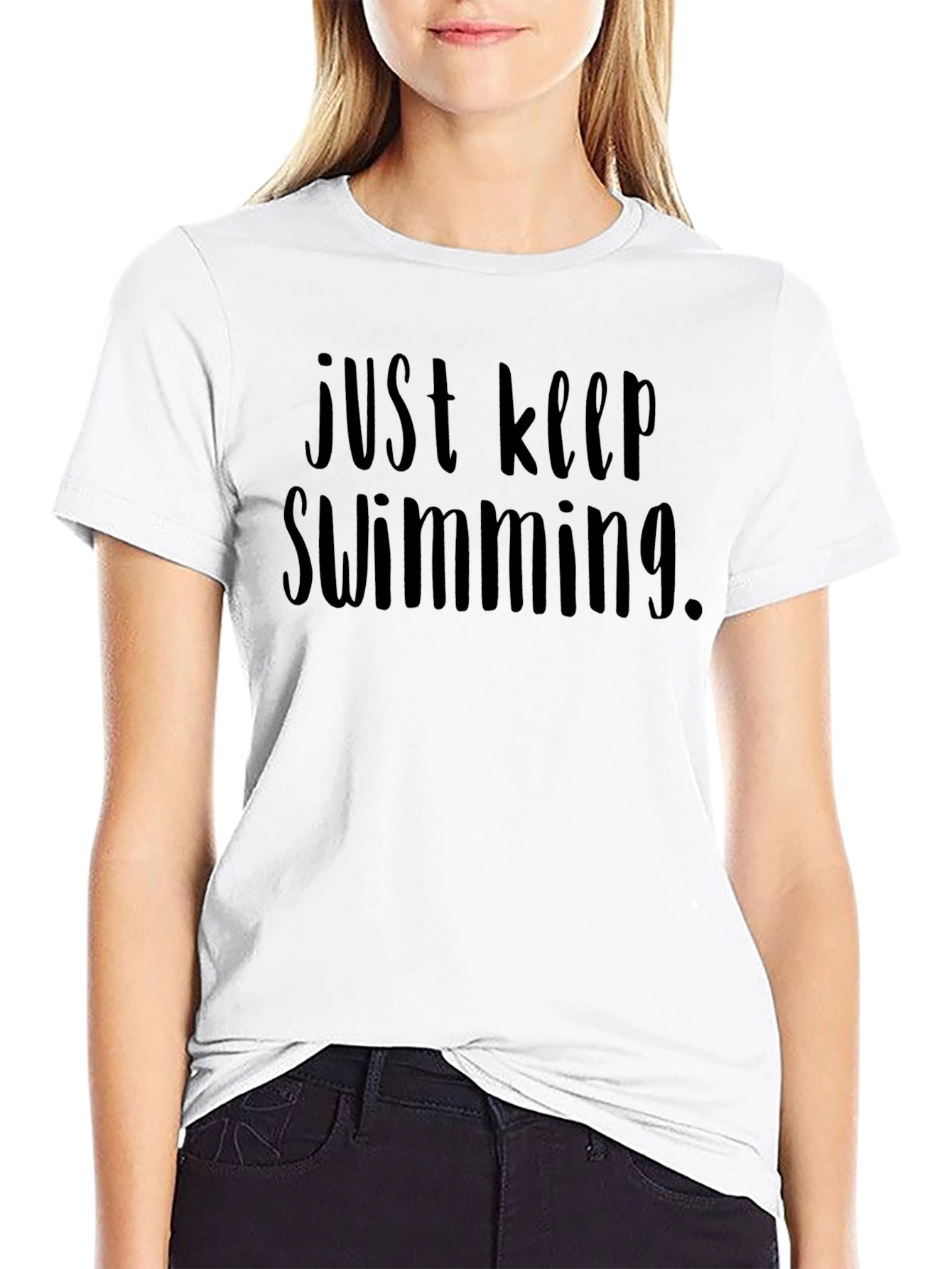 Just Keep Swimming Graphic Tee - Black
