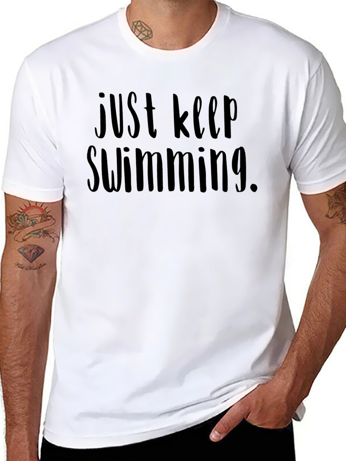 Just Keep Swimming Graphic Tee - Black