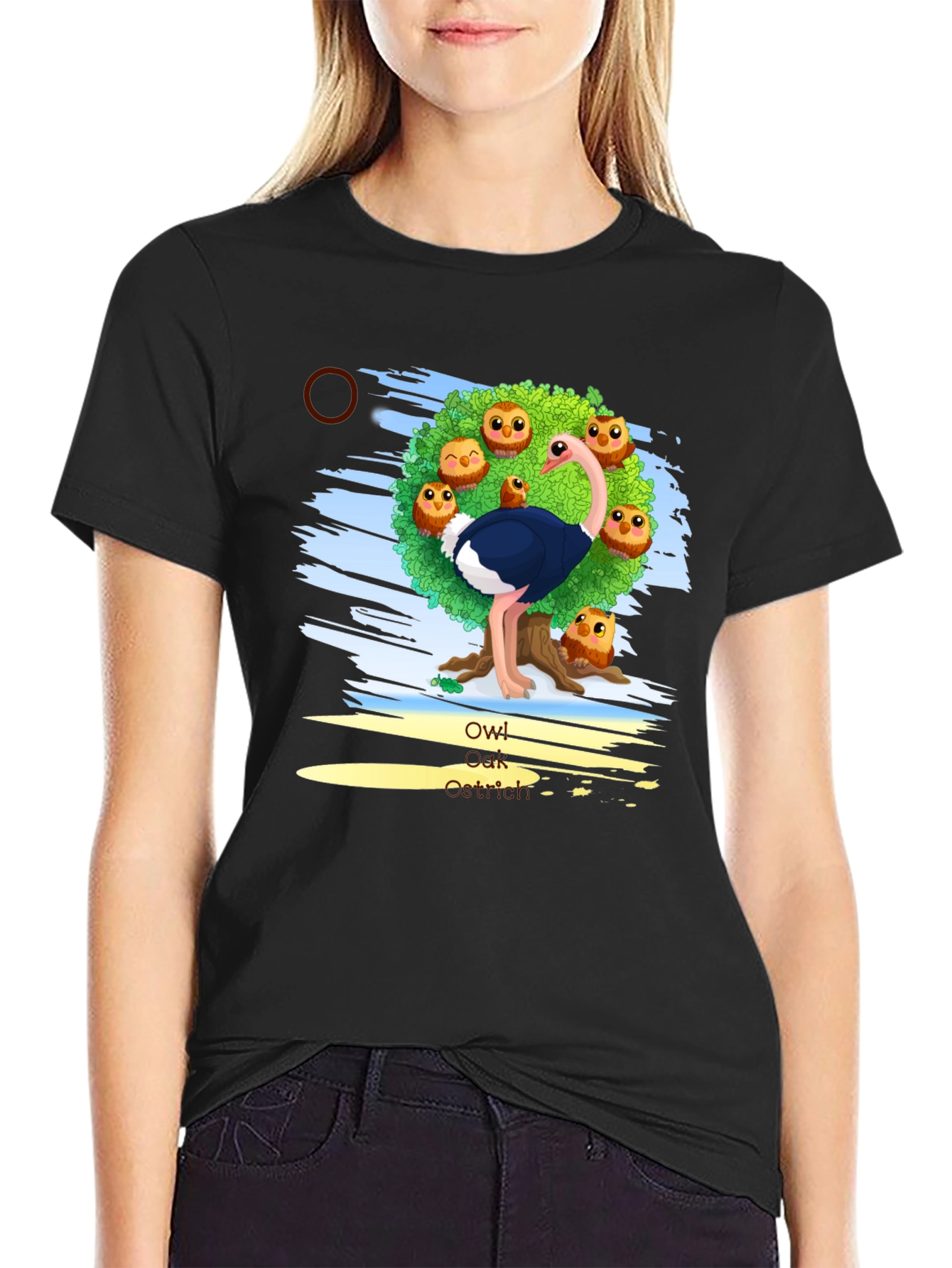 Owl Ostrich Graphic Tee - Unique Design