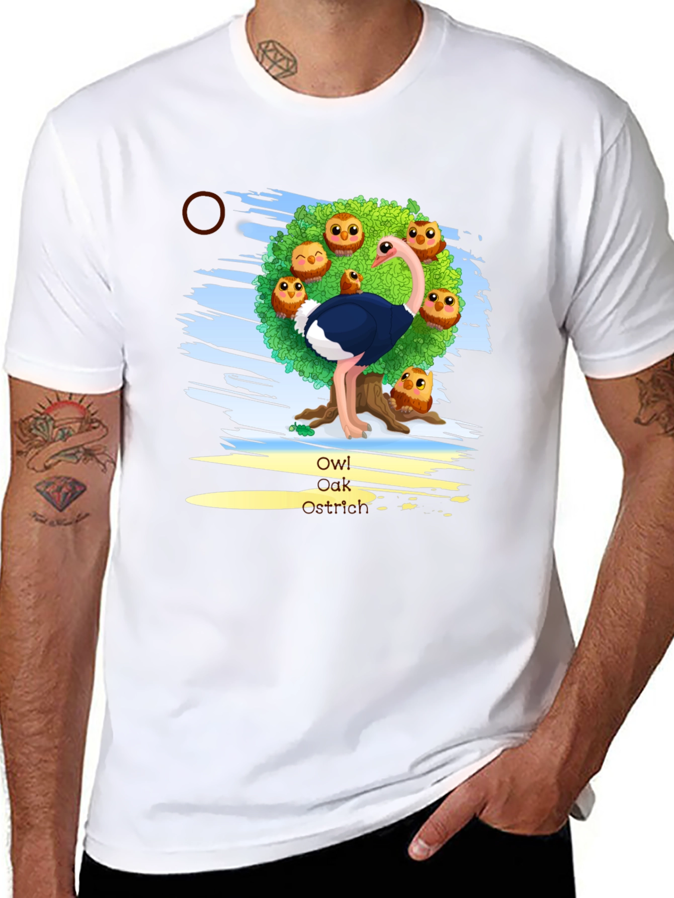 Owl Ostrich Graphic Tee - Unique Design