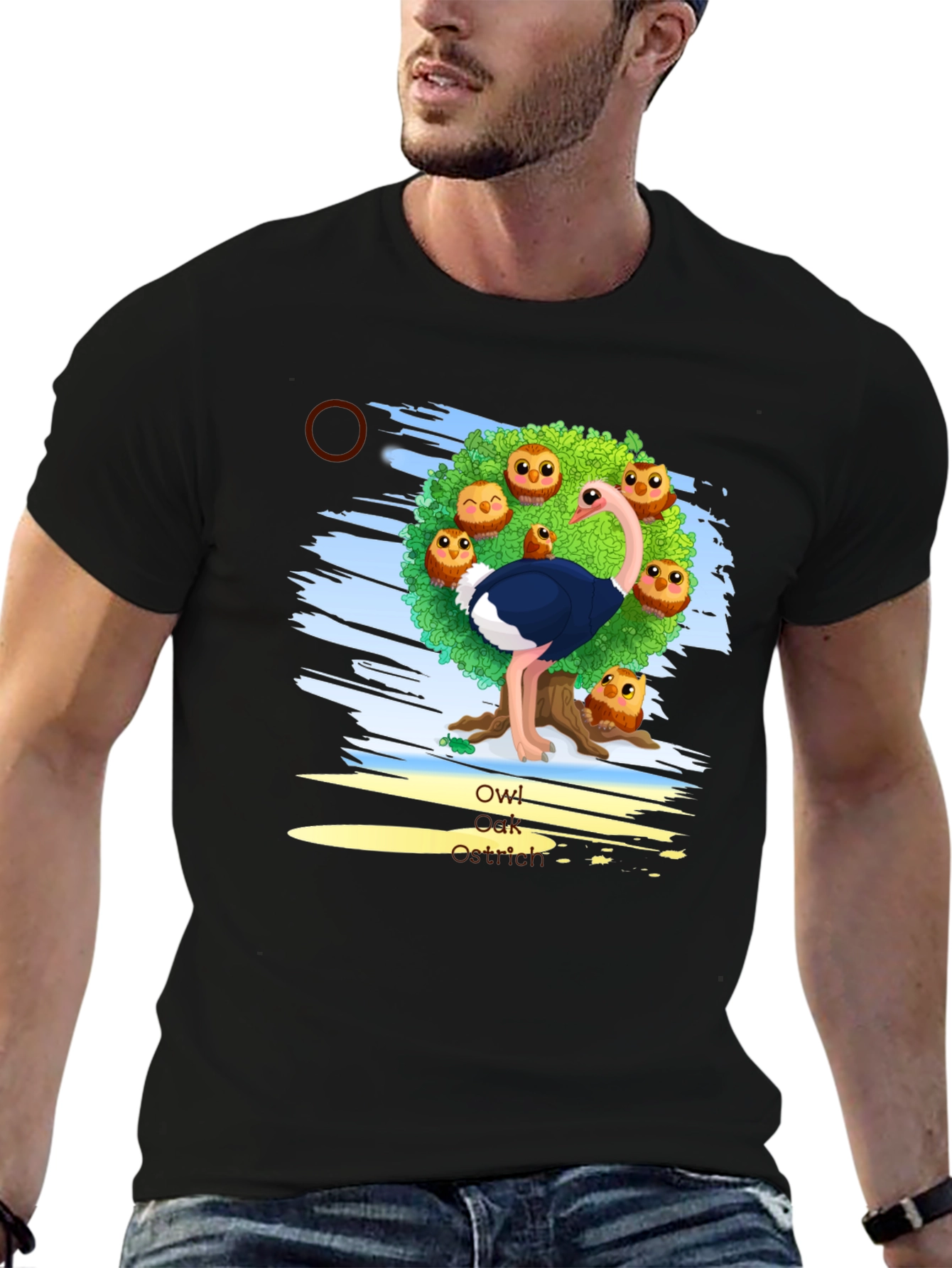 Owl Ostrich Graphic Tee - Unique Design