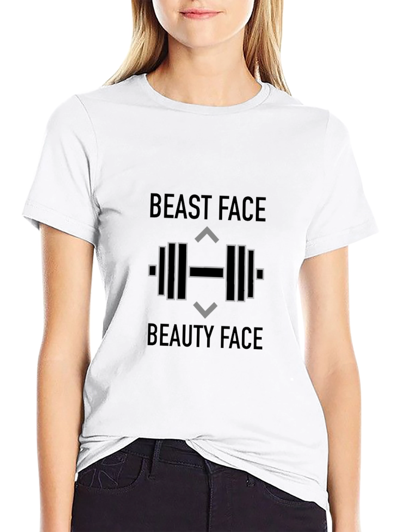 Beast Face Beauty Face T-Shirt - Black
