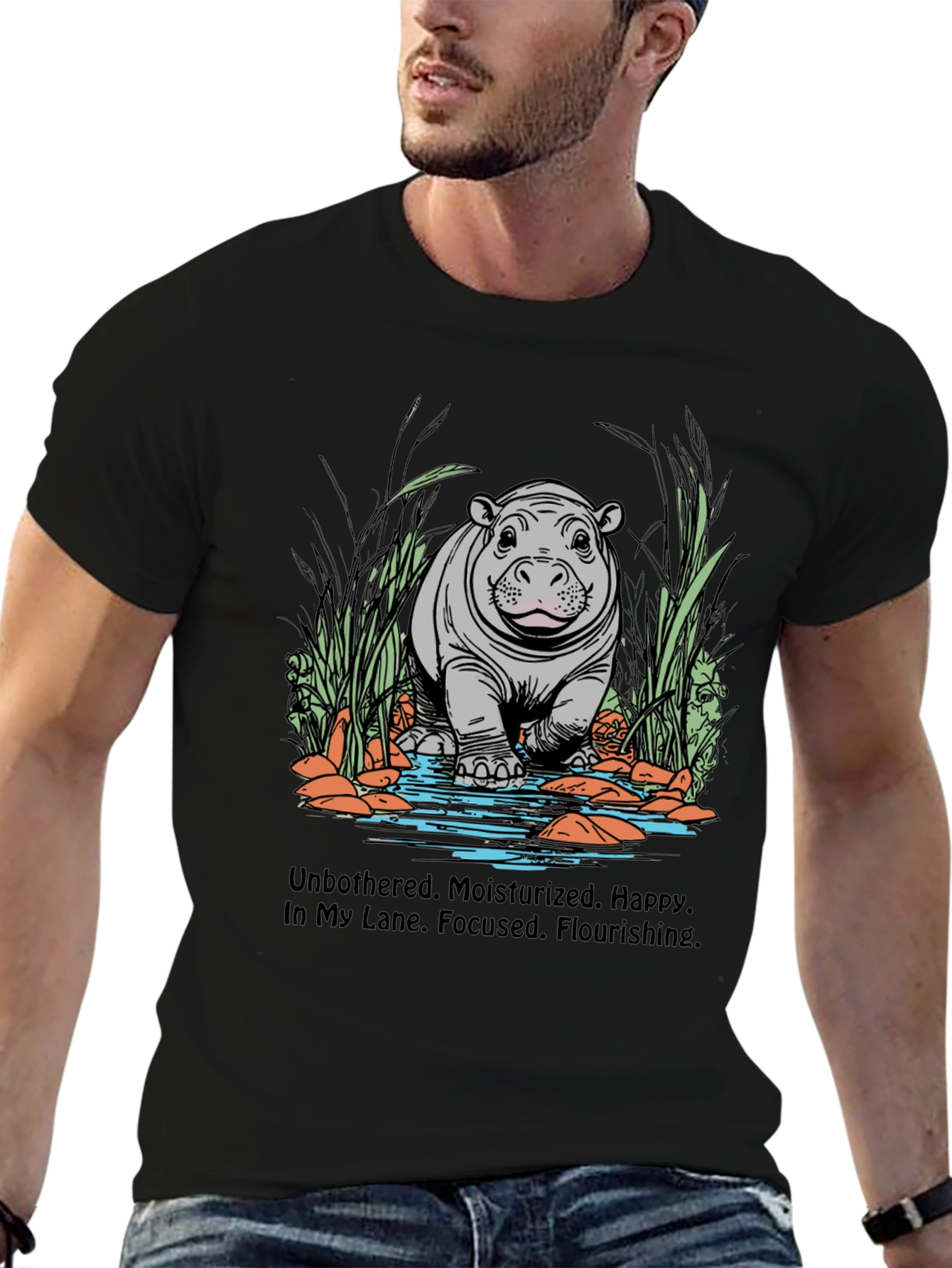 Hippo Motivation Black T-Shirt