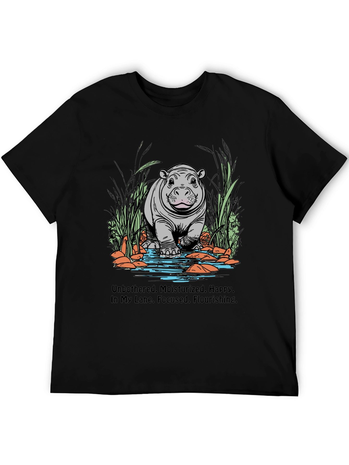 Hippo Motivation Black T-Shirt
