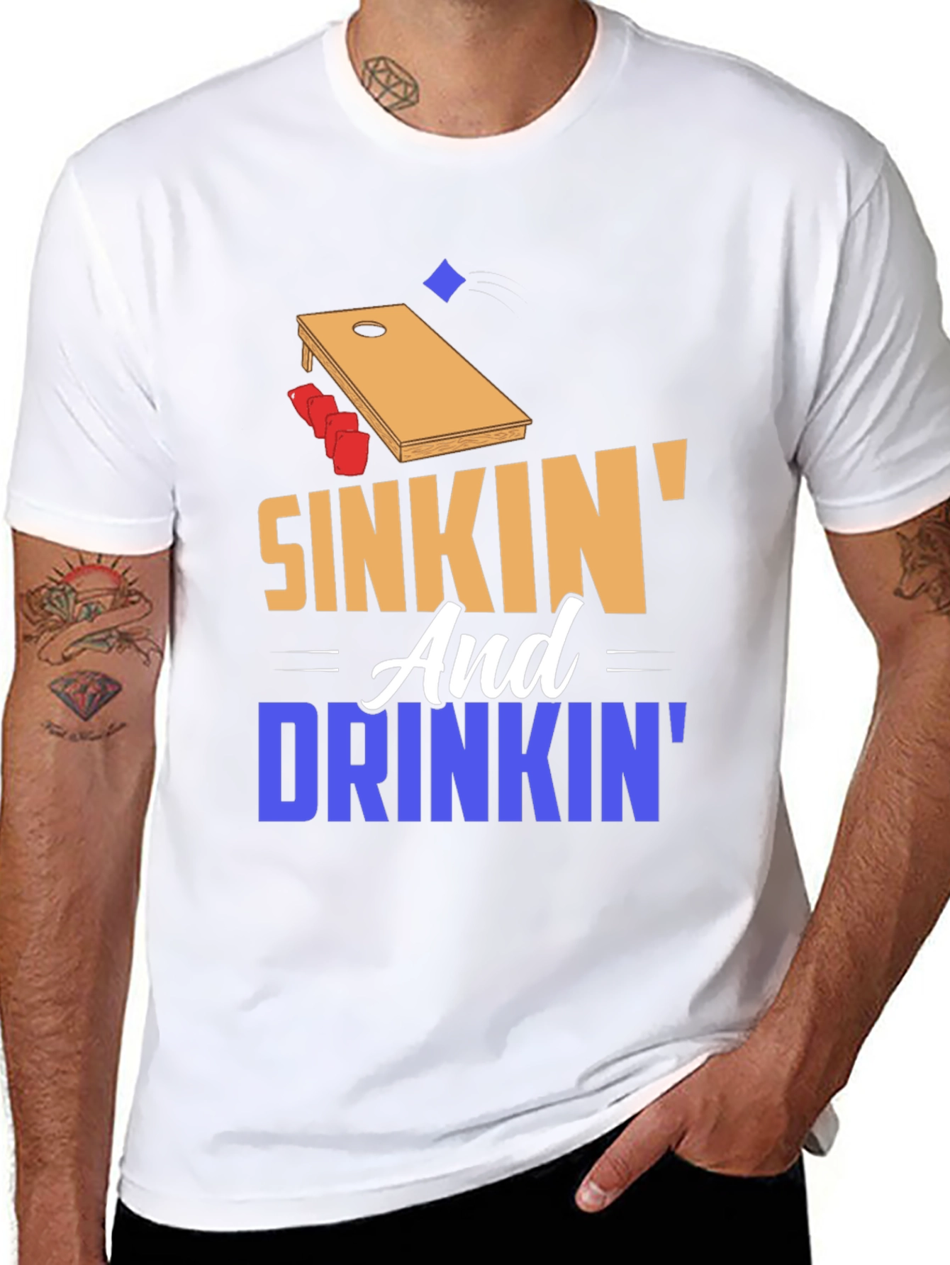 Sinkin and Drinkin Cornhole T-Shirt