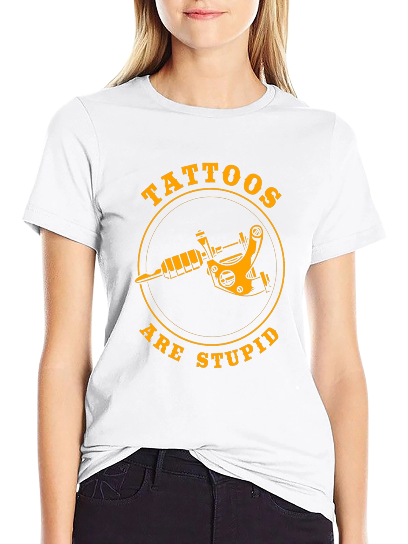 Tattoos Are Stupid Graphic Tee - Black Cotton T-Shirt