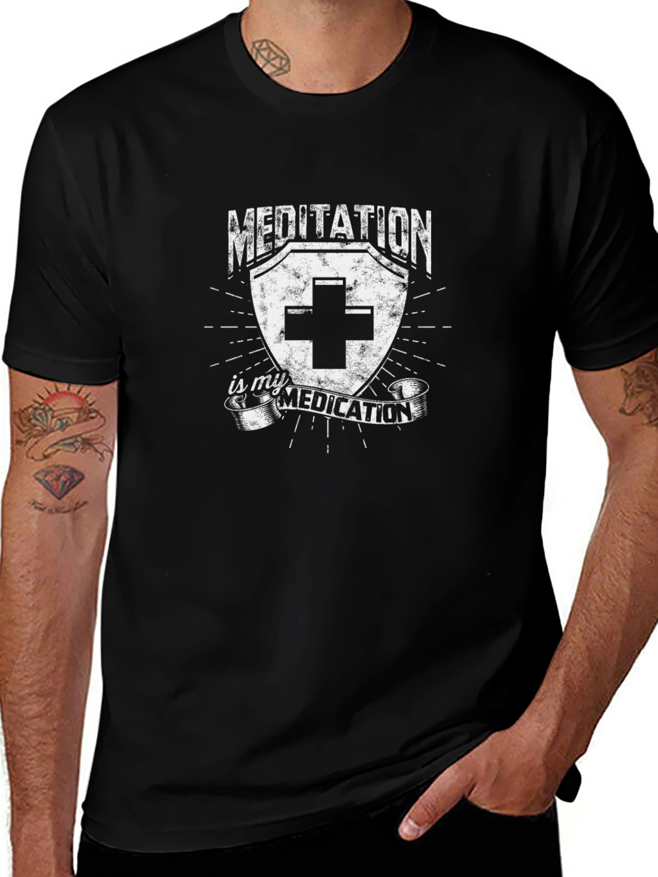 Meditation is My Medication Black T-Shirt