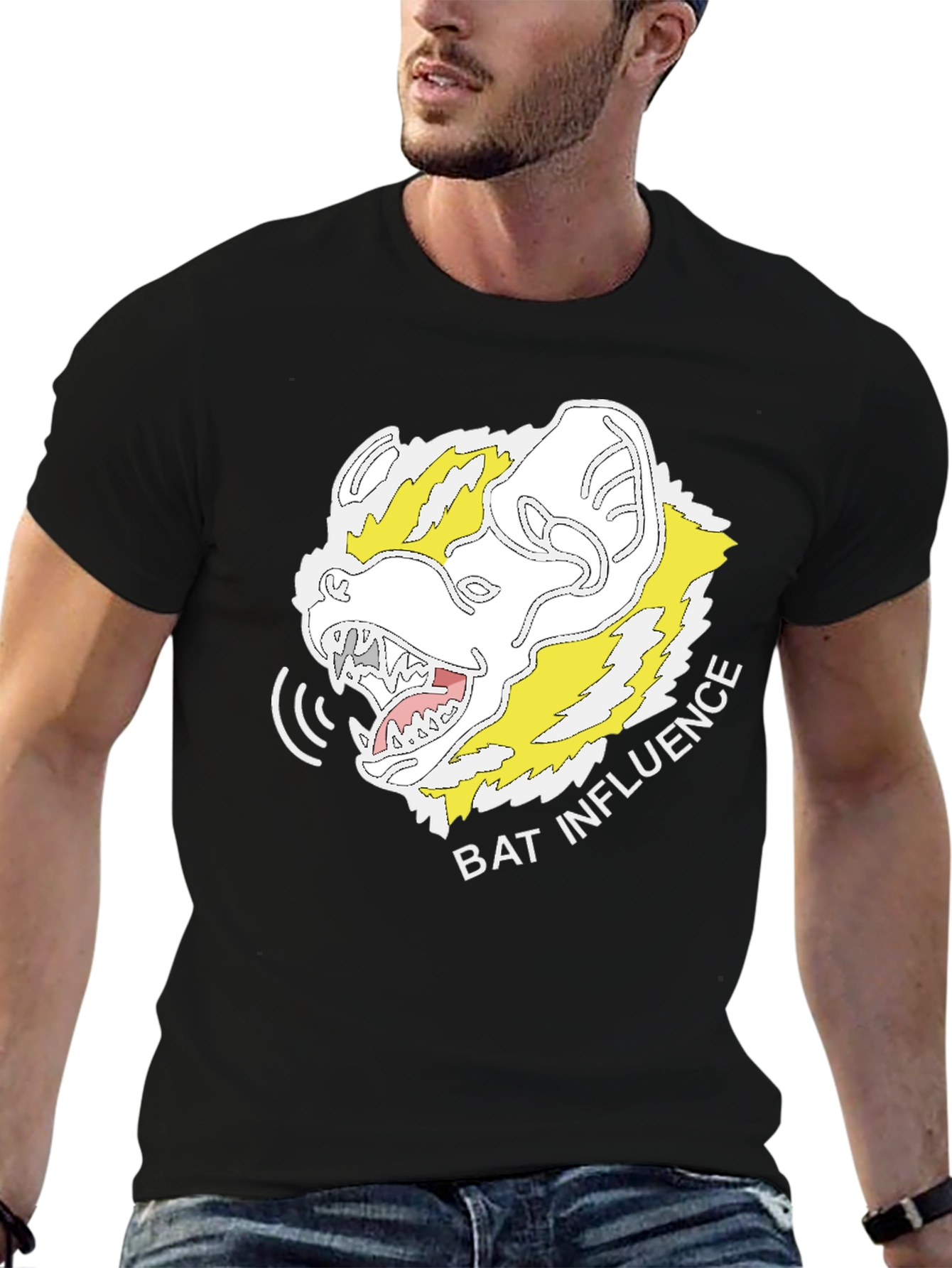 Bat Influence Graphic Tee - Mens Black T-Shirt