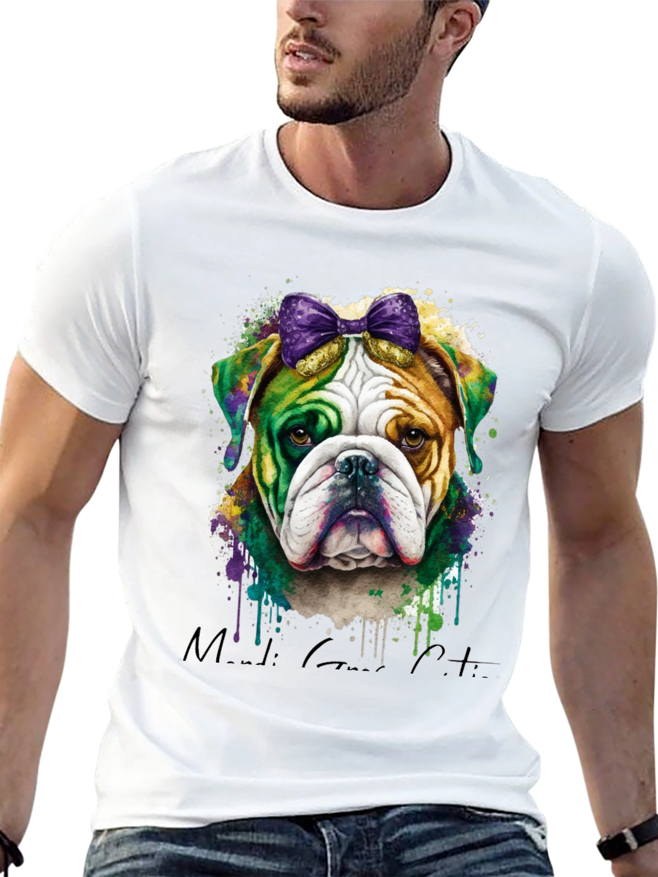 Mardi Gras Bulldog T-Shirt