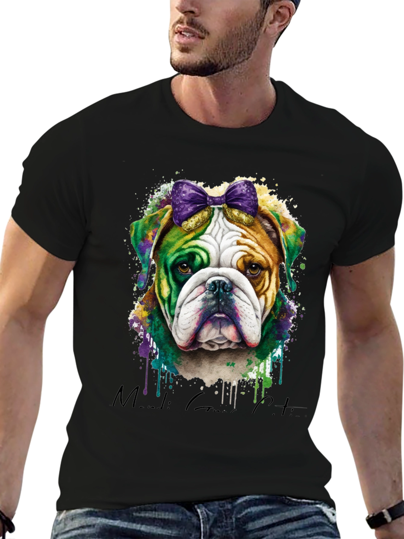 Mardi Gras Bulldog T-Shirt