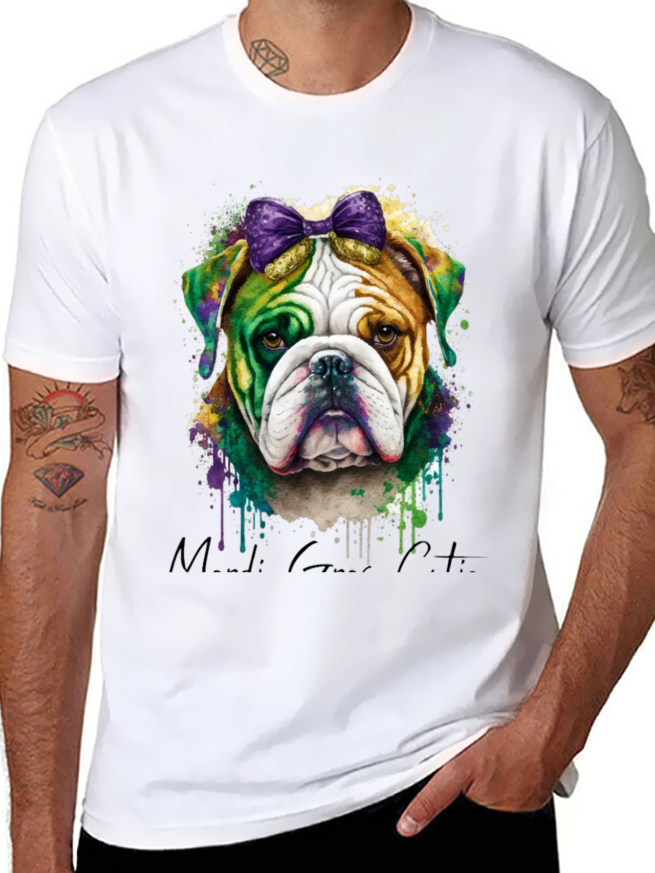 Mardi Gras Bulldog T-Shirt