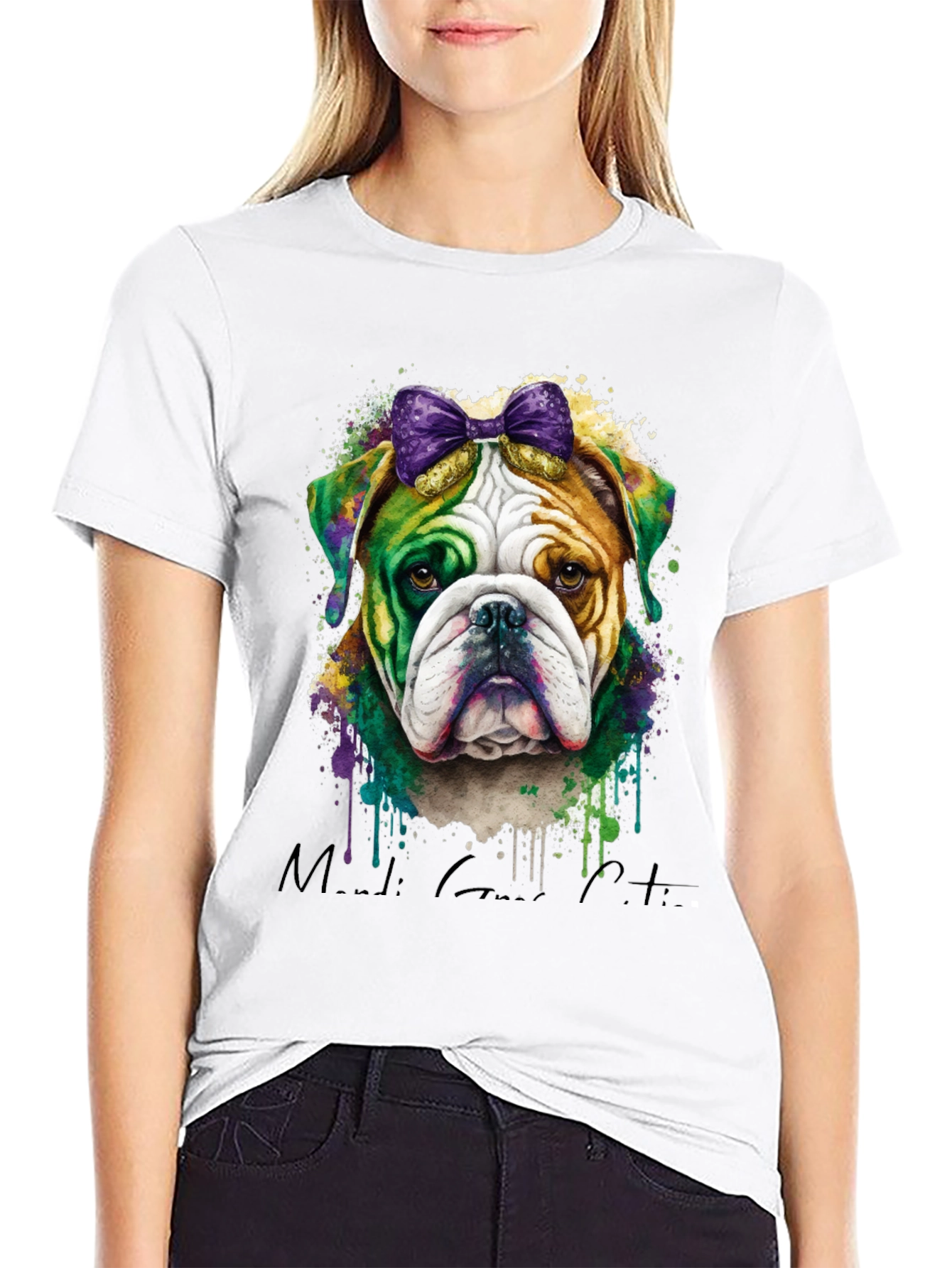 Mardi Gras Bulldog T-Shirt