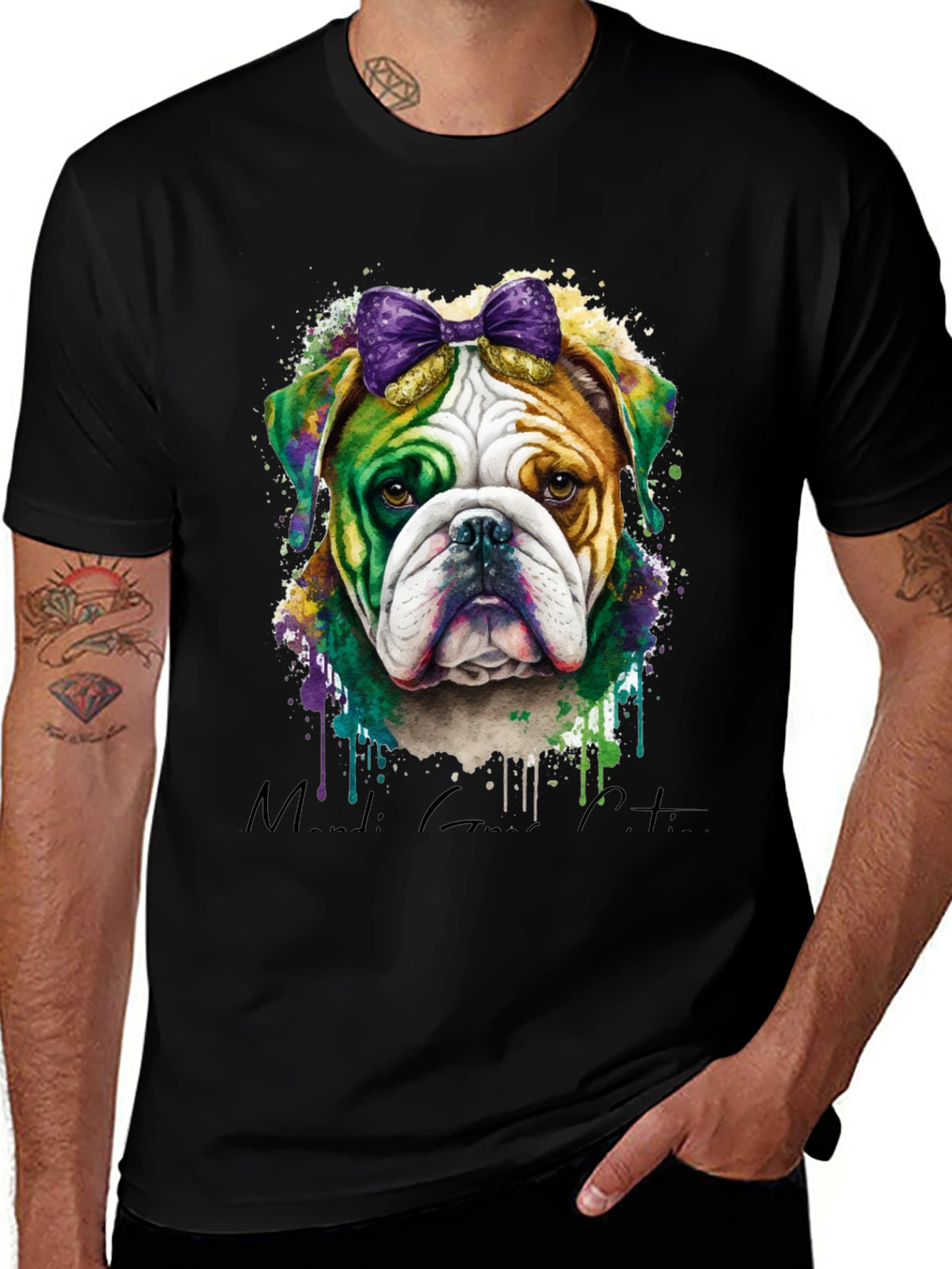 Mardi Gras Bulldog T-Shirt